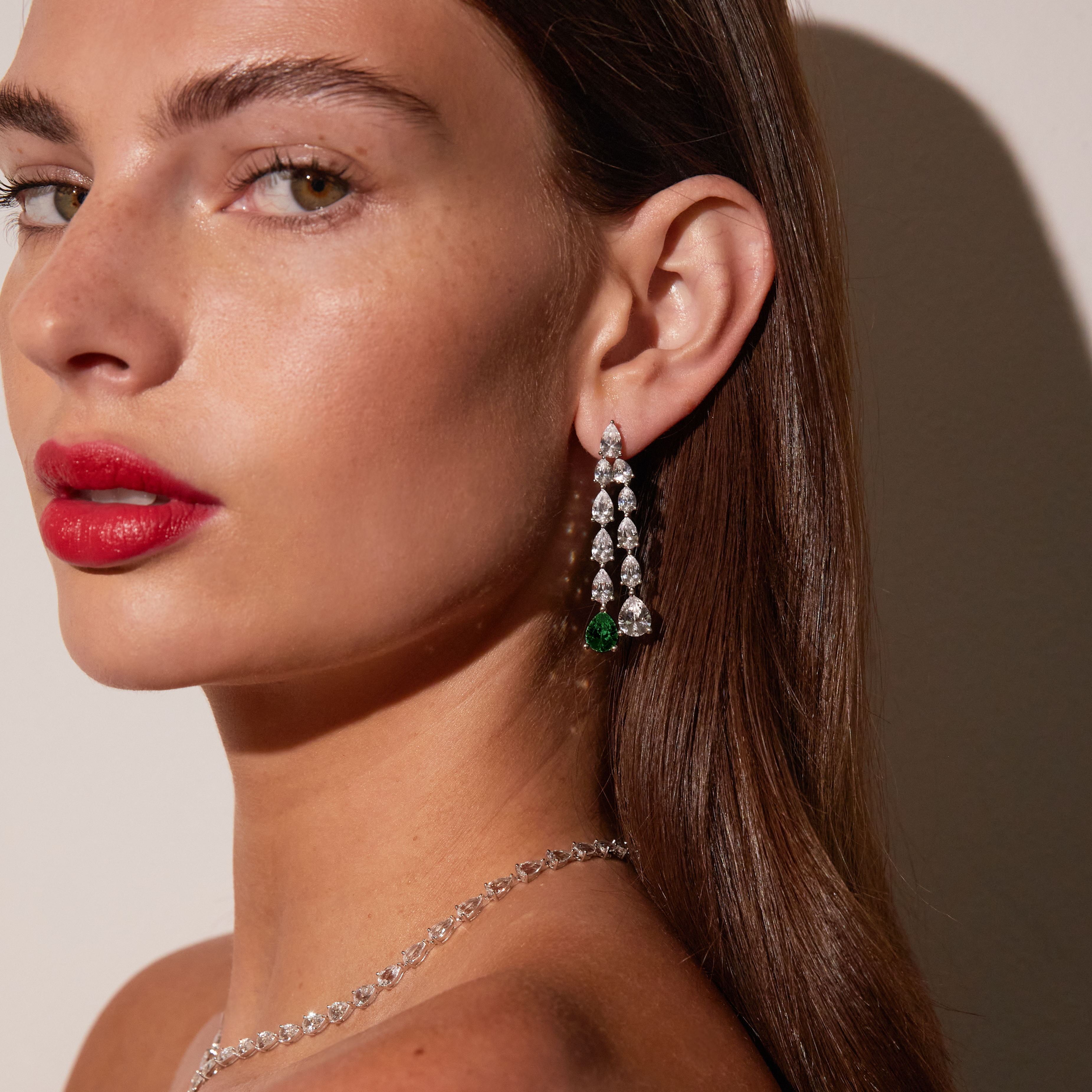 Sparkling Teardrop-Shaped Tassel Earrings