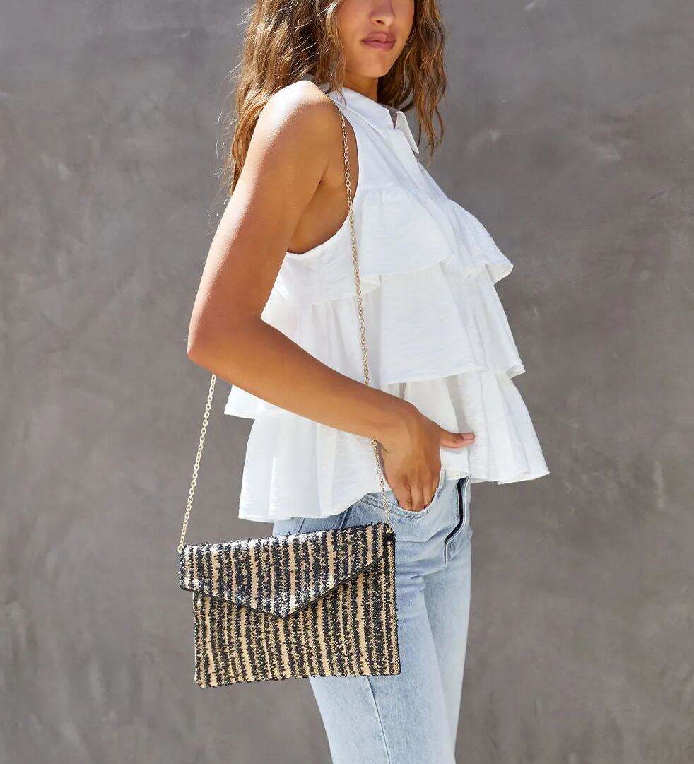 2-Color Woven Stripe Clutch