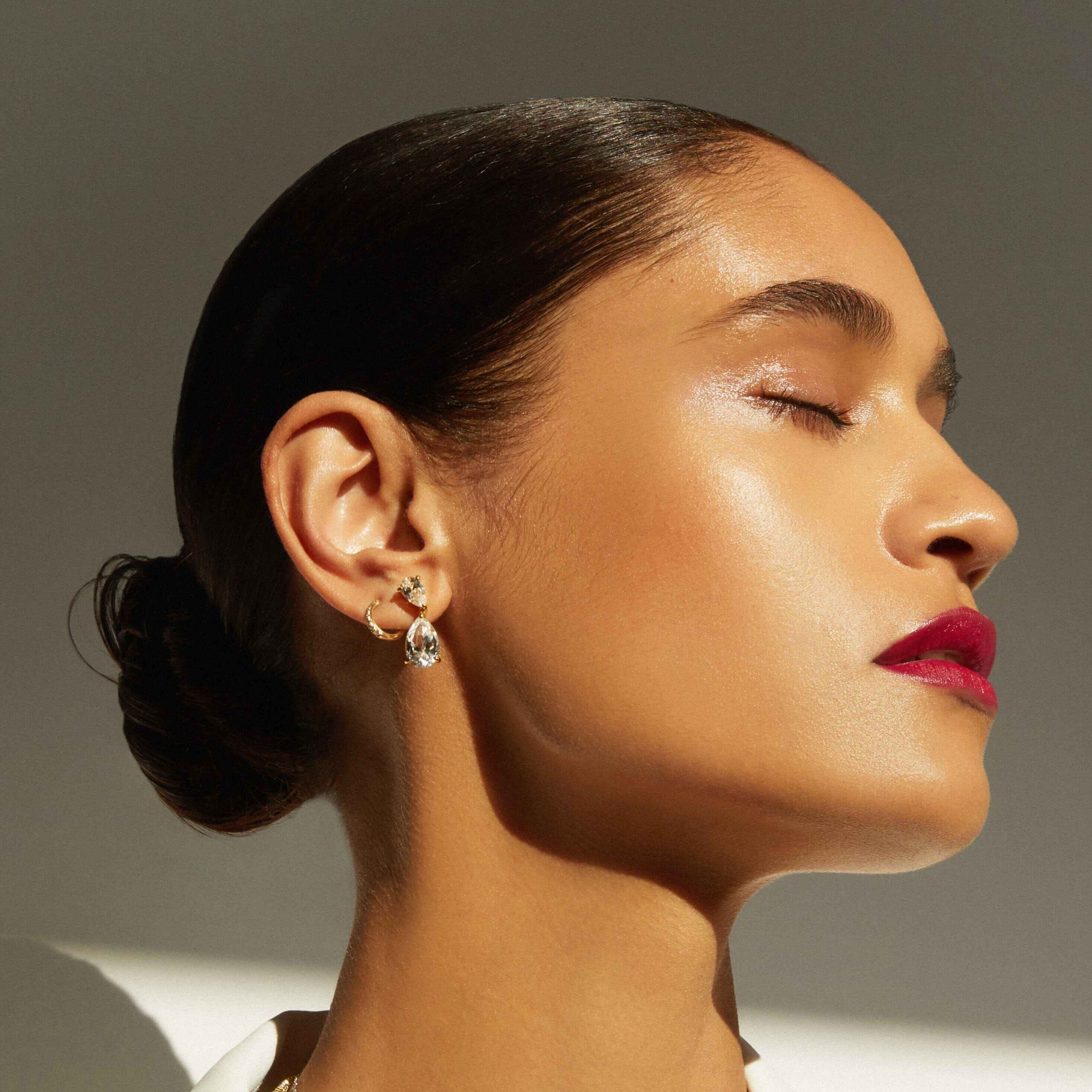 Pear-Shaped Crystal Double Drop Earrings