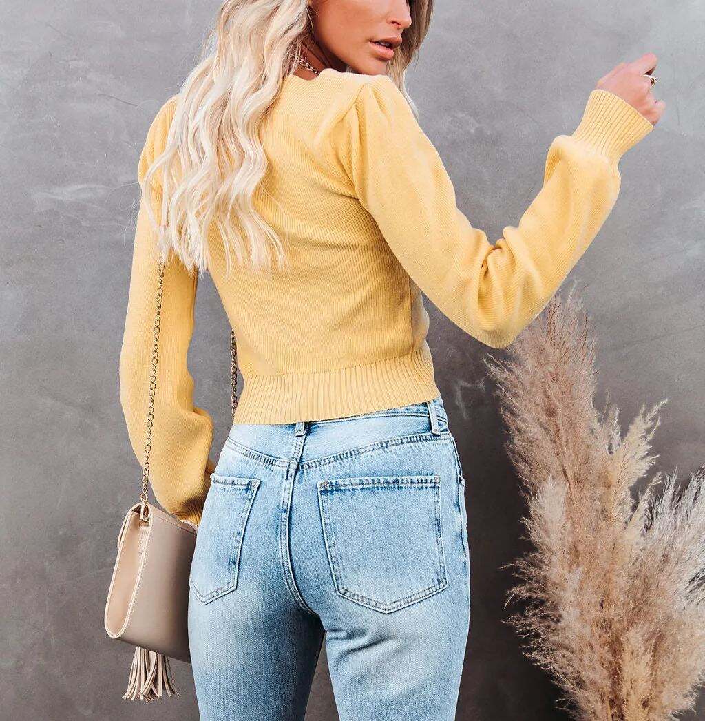 Ruched Crop Knit Sweater Top