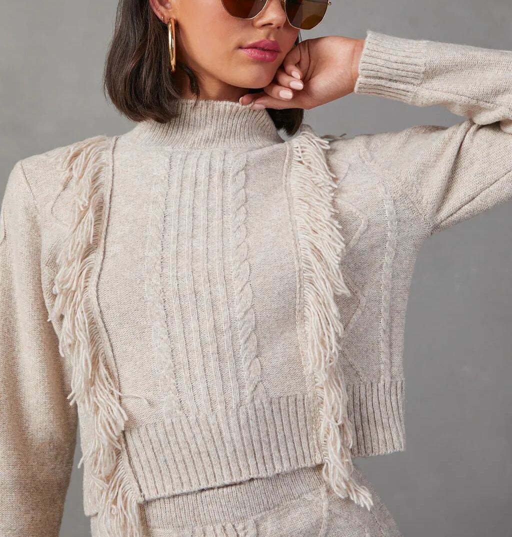 Fringe Cropped Sweater