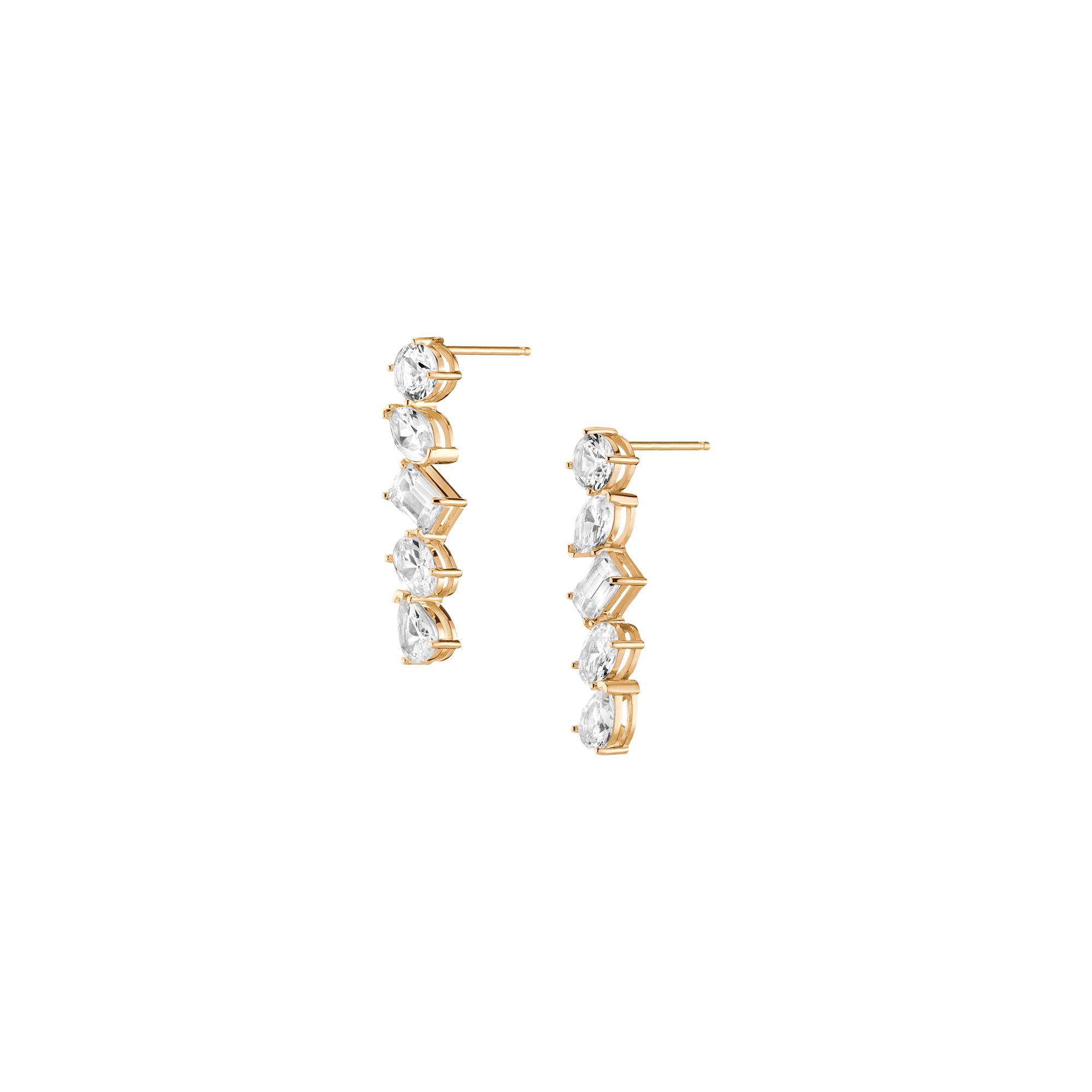 White Sapphire Mixed Shape Tennis Earrings