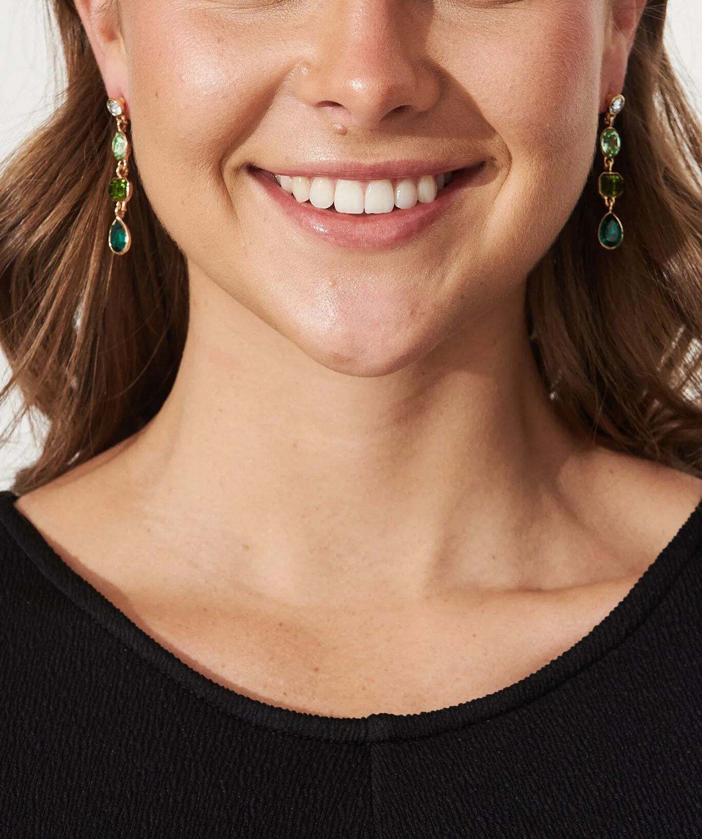Drop Earrings In Multi Emerald