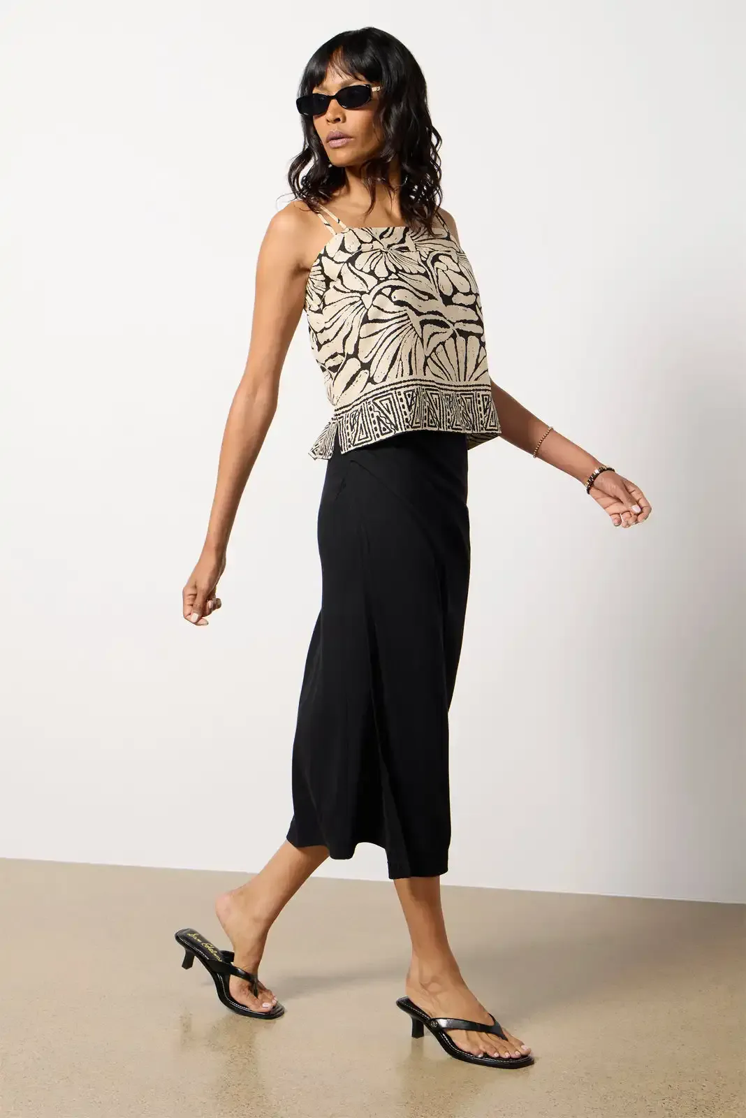 Black Wrap Silhouette Midi Skirt
