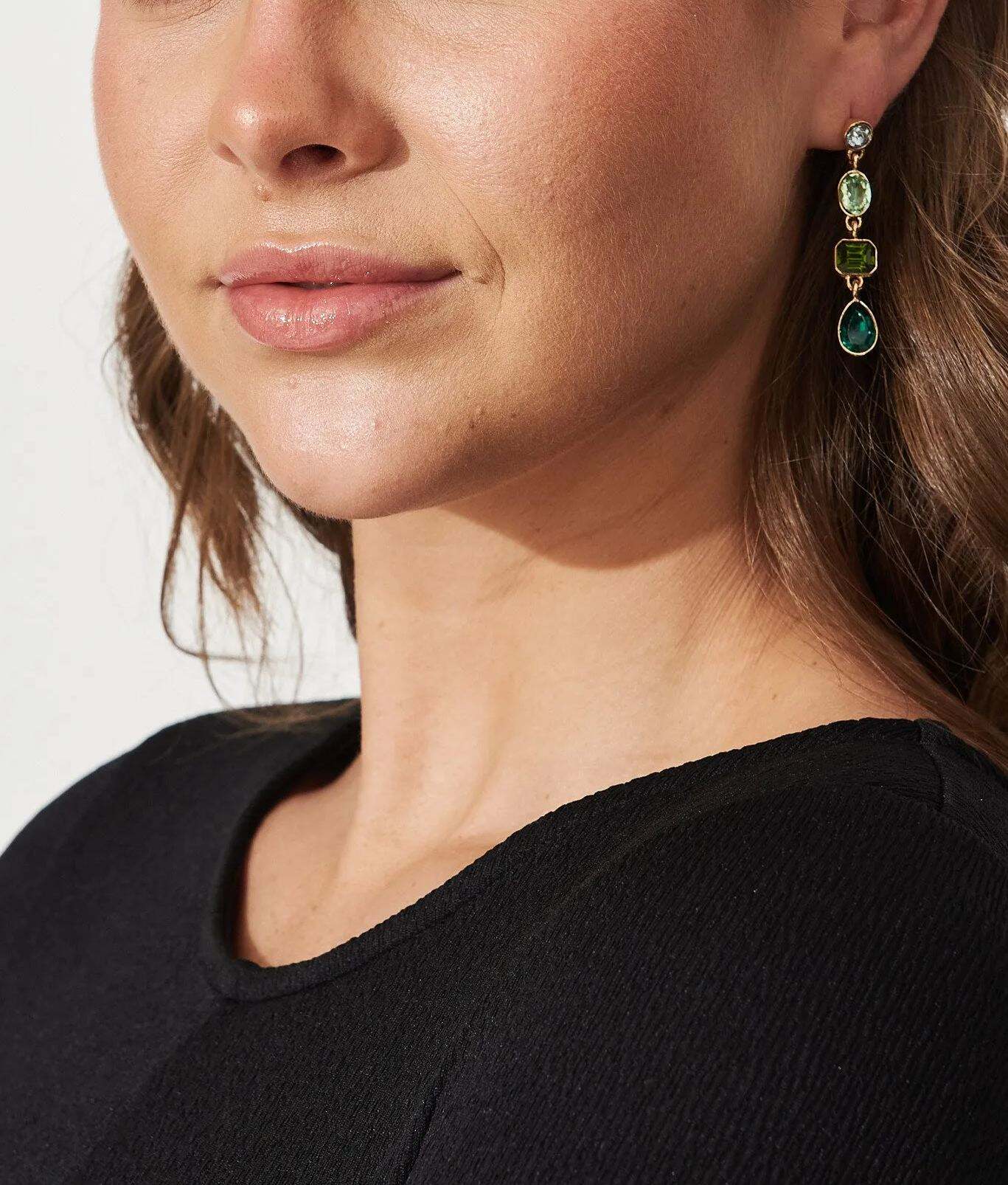 Drop Earrings In Multi Emerald