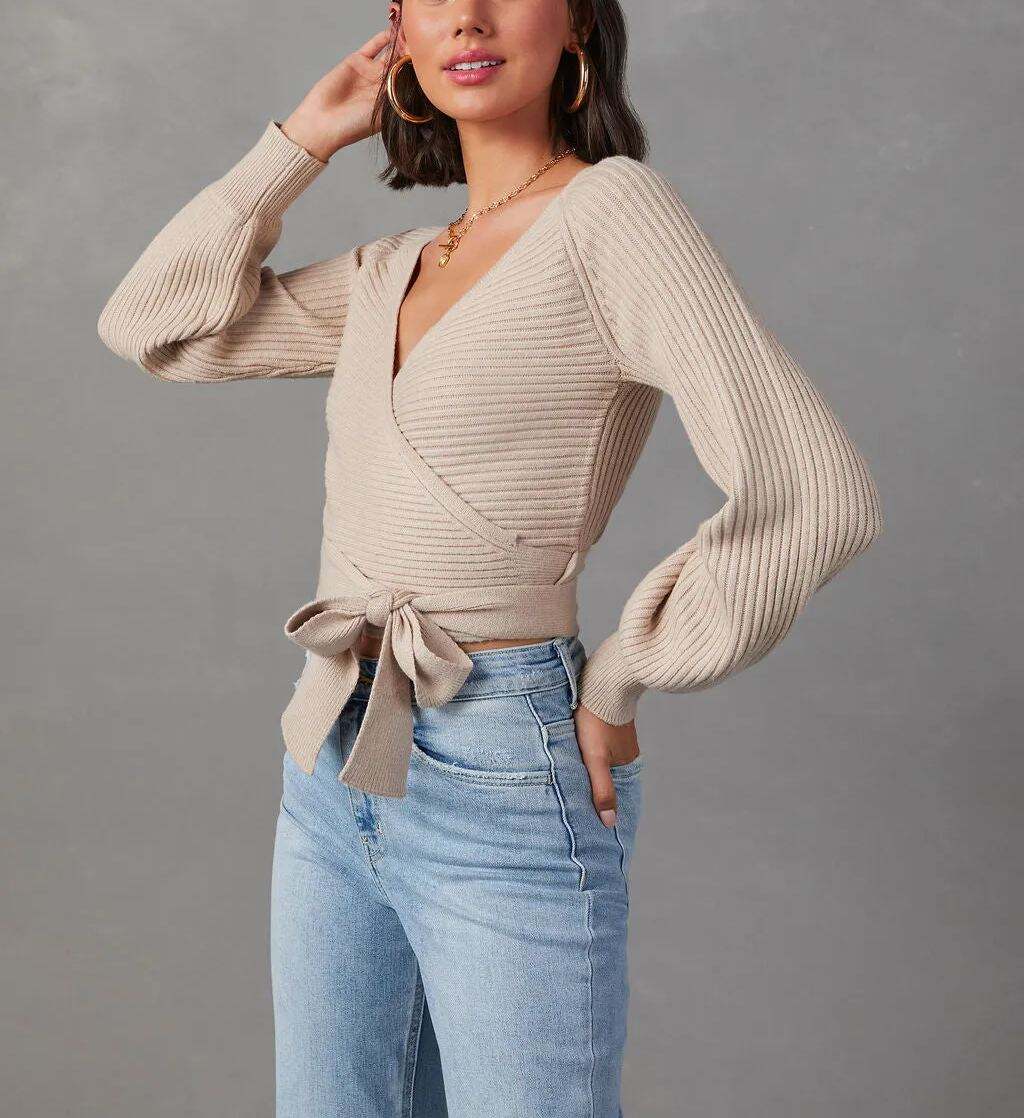 Cropped Wrap Sweater