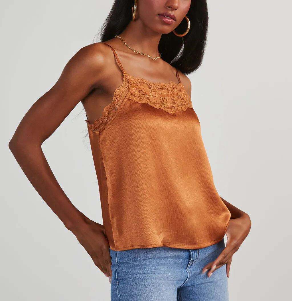Satin Lace Trim Tank