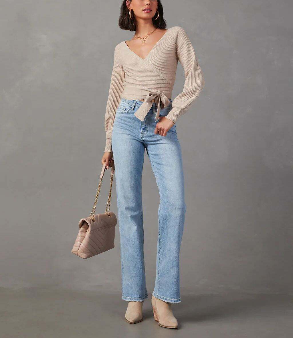 Cropped Wrap Sweater