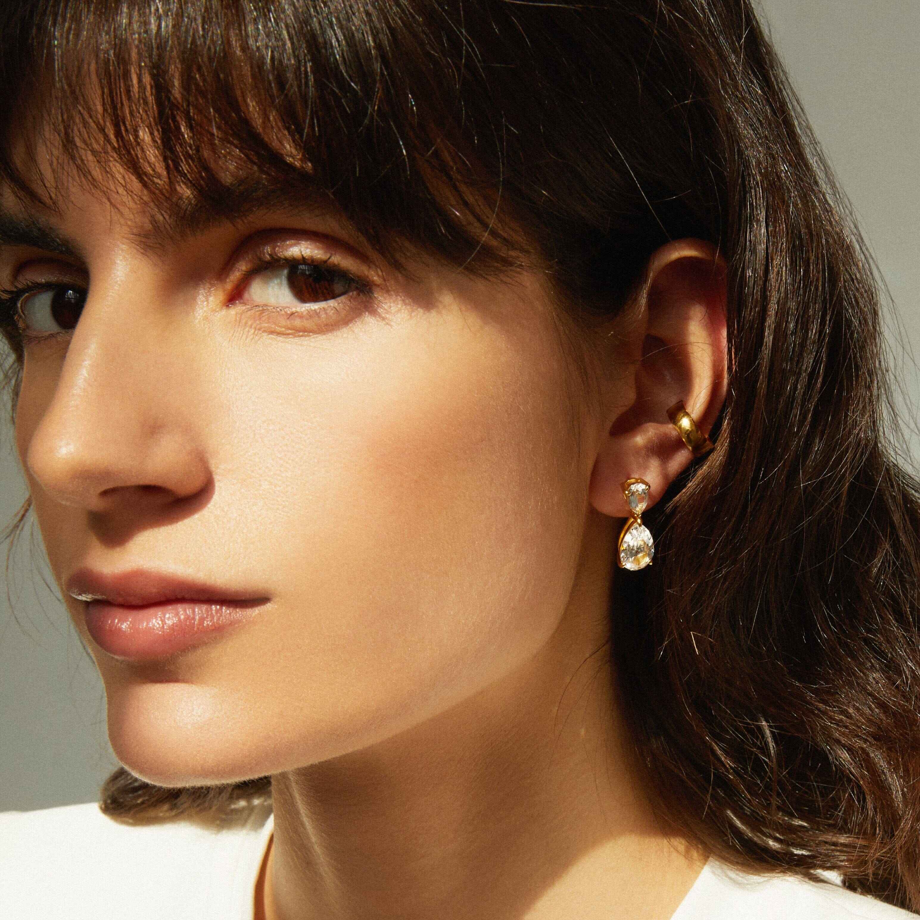 Pear-Shaped Crystal Double Drop Earrings
