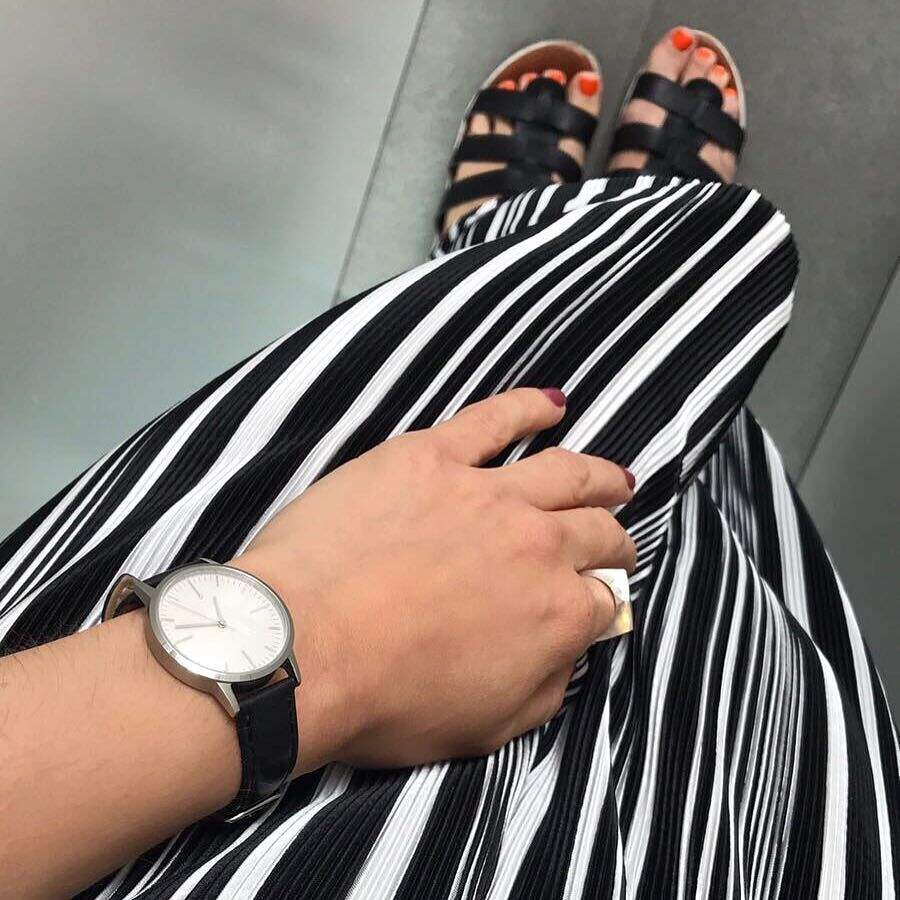 Silver & Black Women's Watch