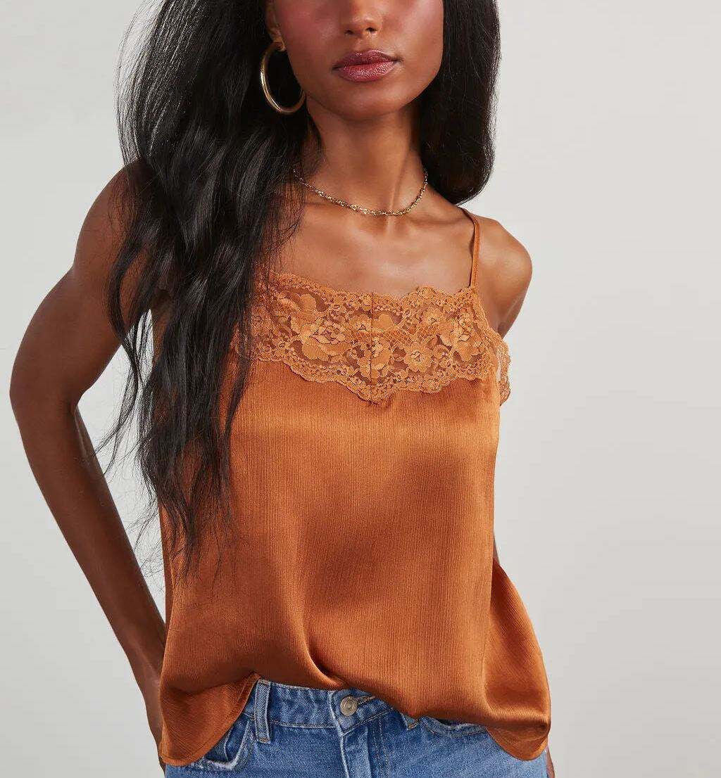 Satin Lace Trim Tank