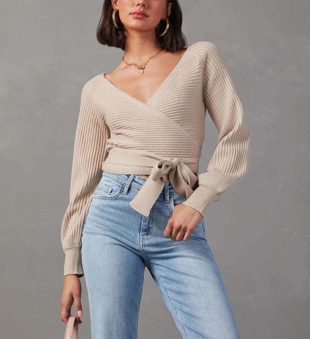 Cropped Wrap Sweater