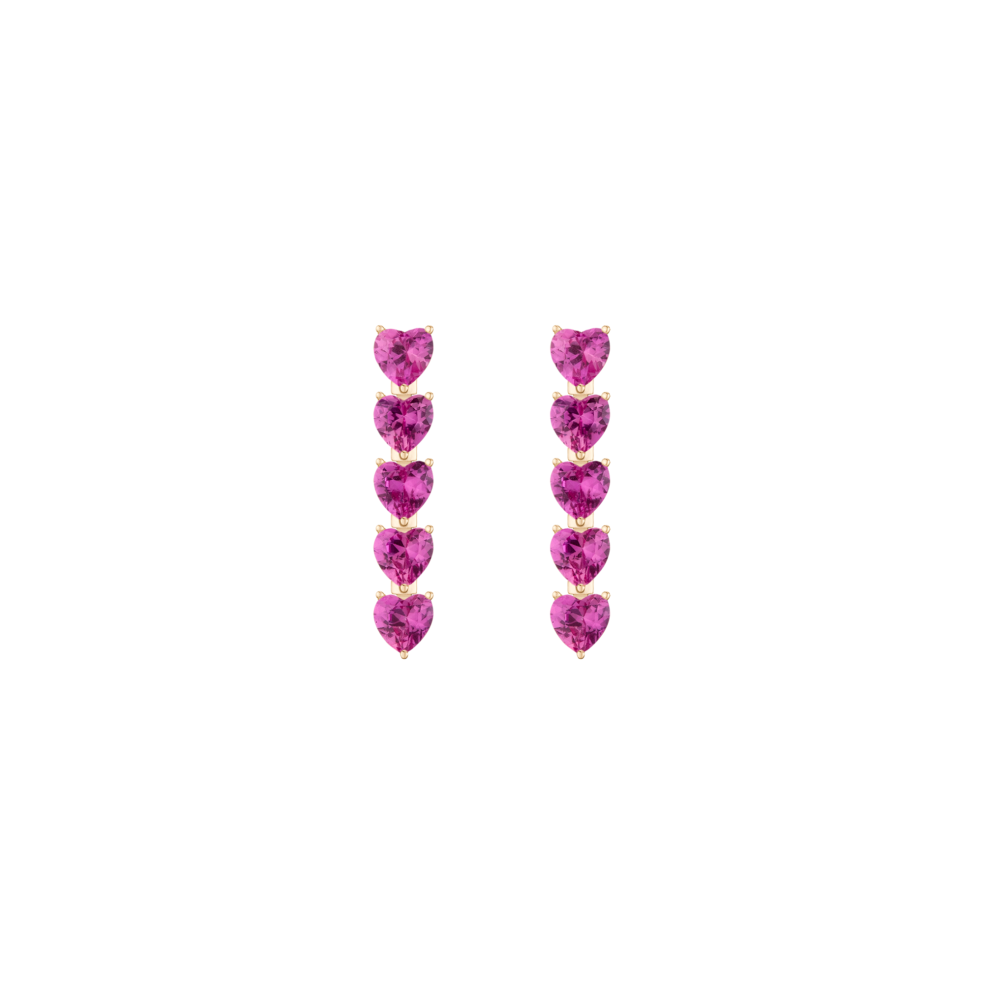 Pink Sapphire Heart Tennis Earrings