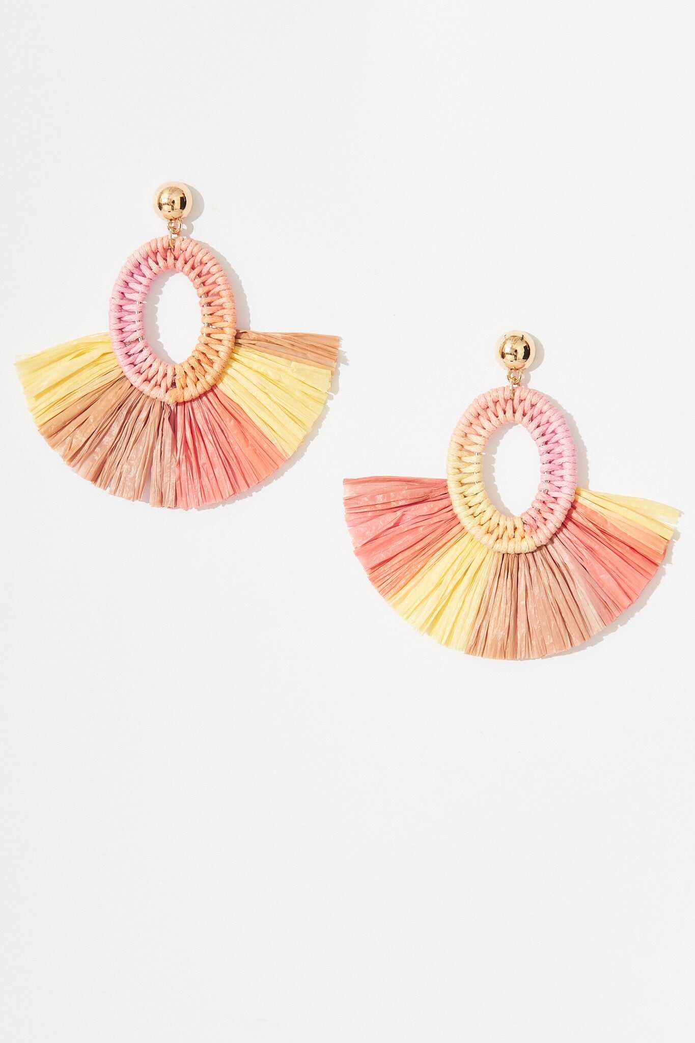 Vintage Holiday Rattan Raffia Earrings