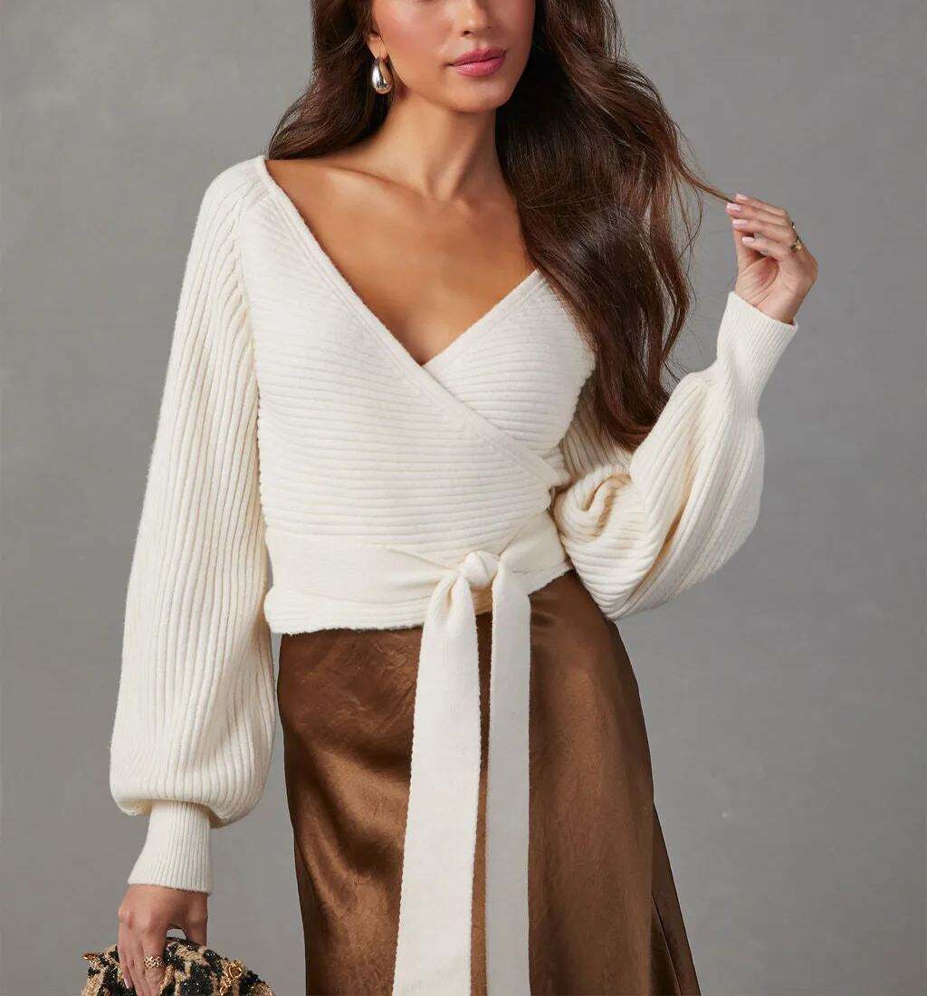 Cropped Wrap Sweater
