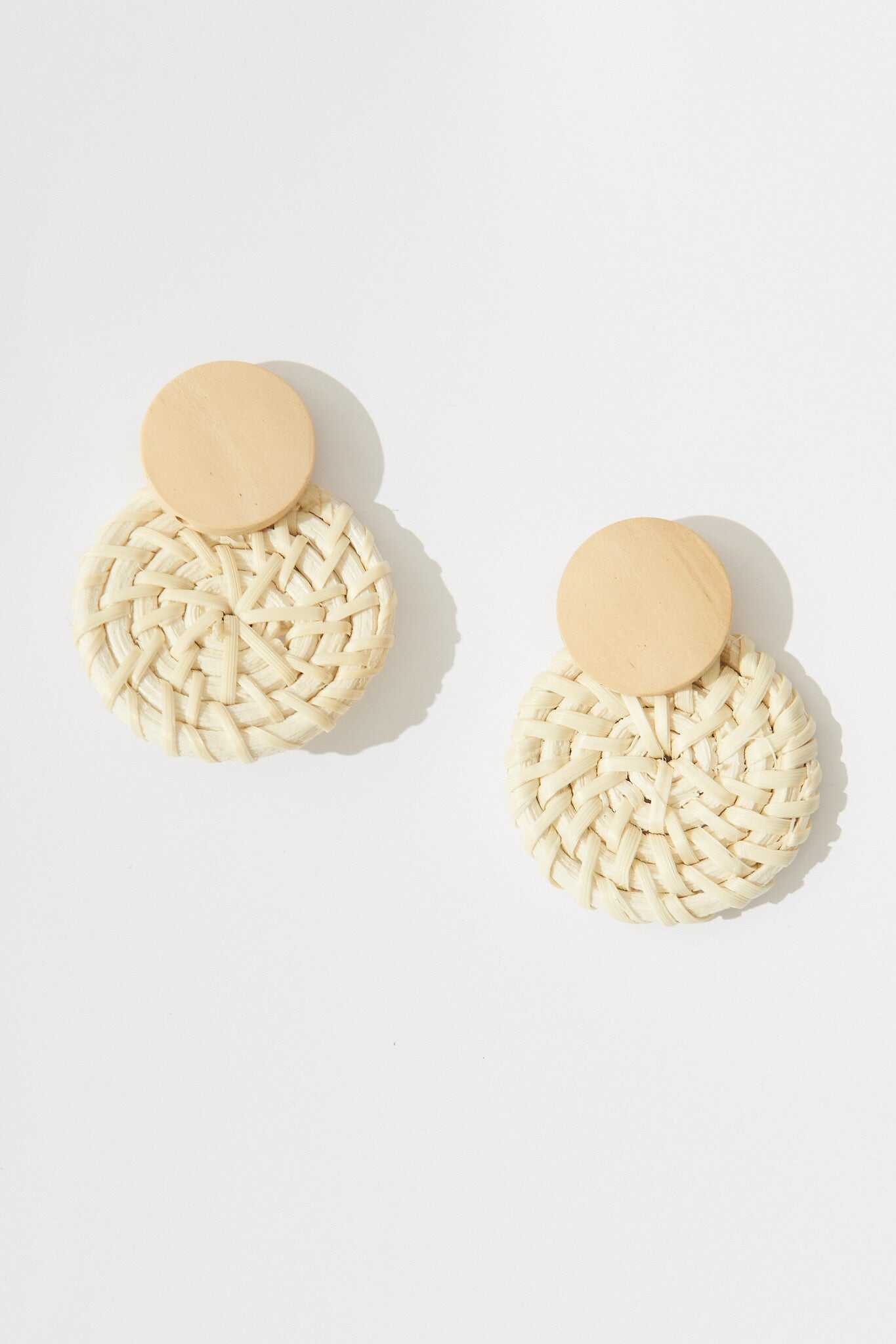 Earrings In Natural Rattan