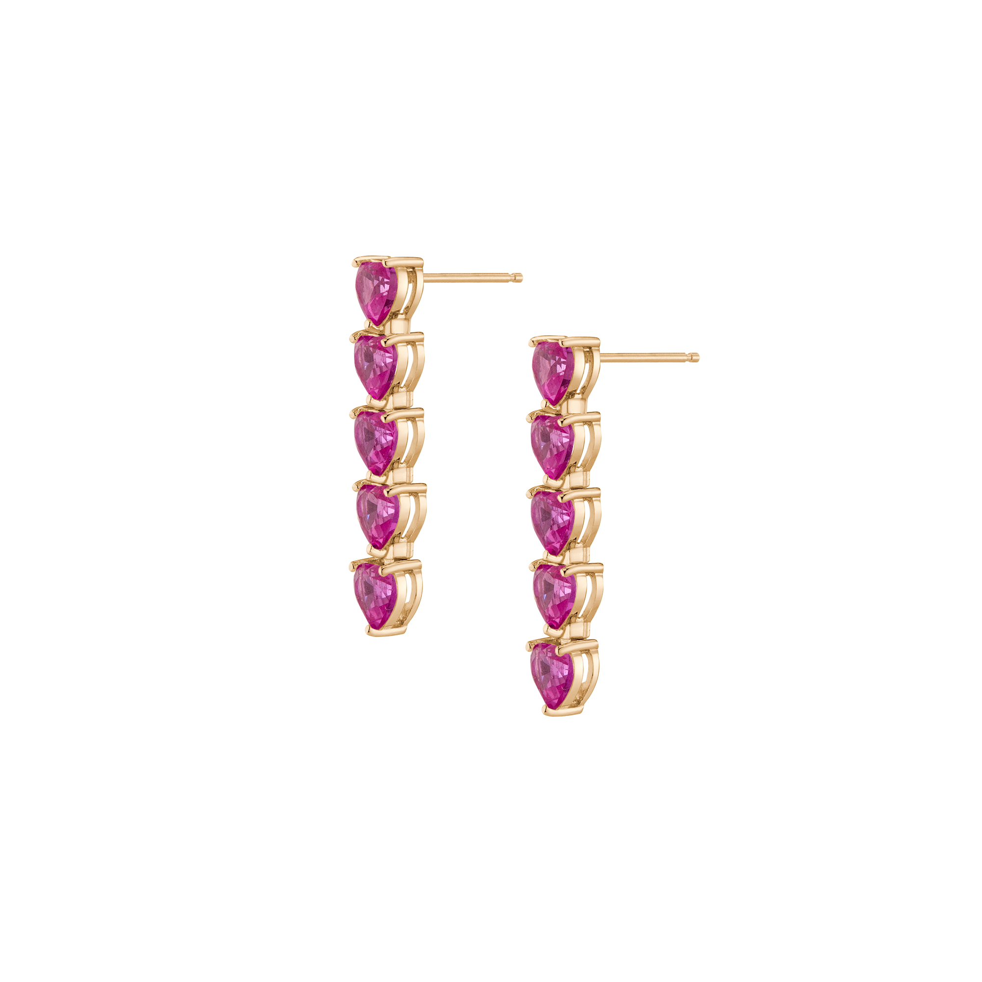 Pink Sapphire Heart Tennis Earrings