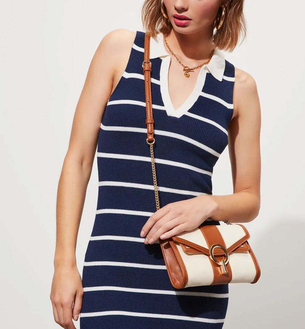 Buckled Canvas Chain Handbag