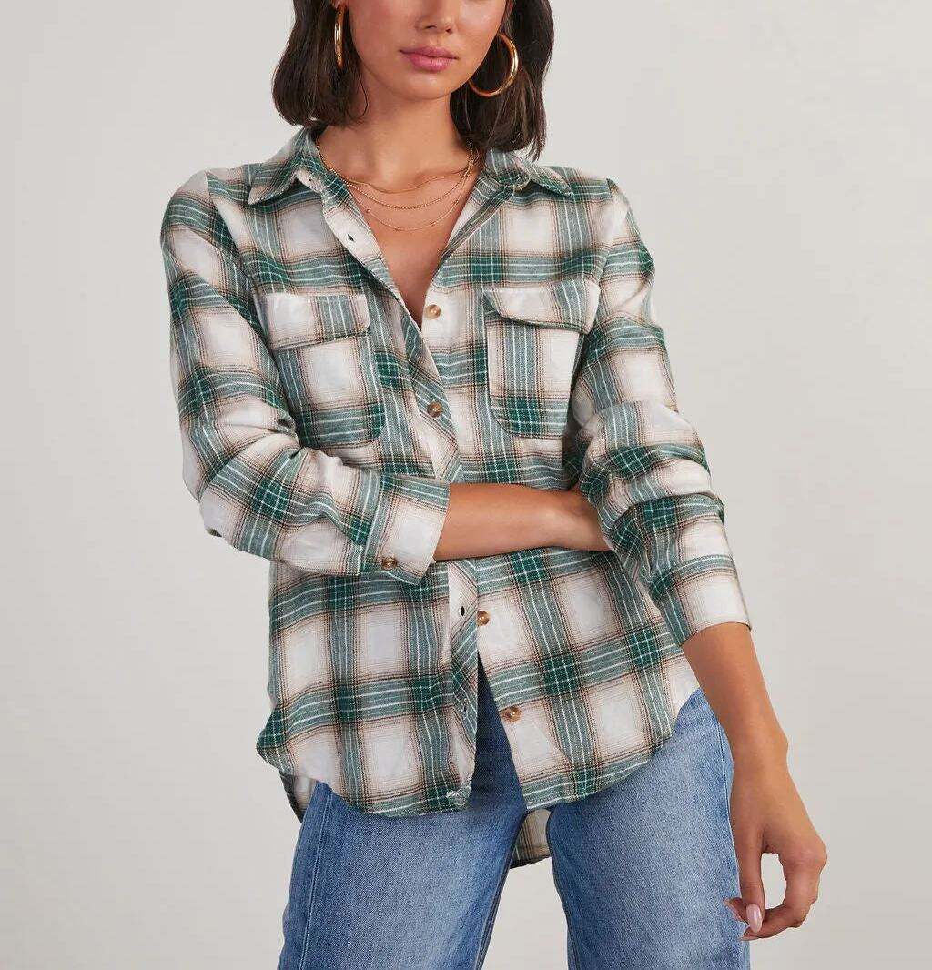 Plaid Utility Button Down Top