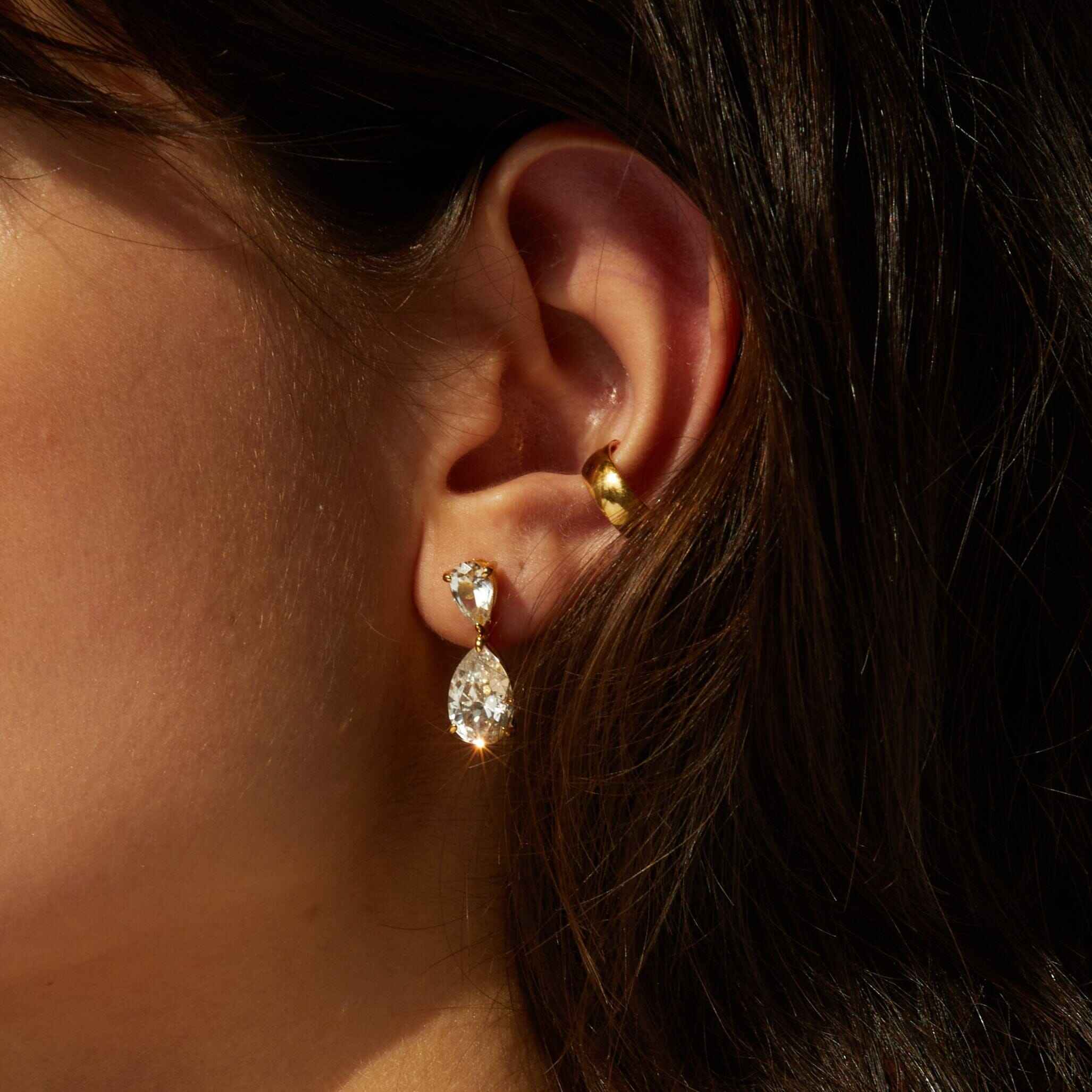 Pear-Shaped Crystal Double Drop Earrings