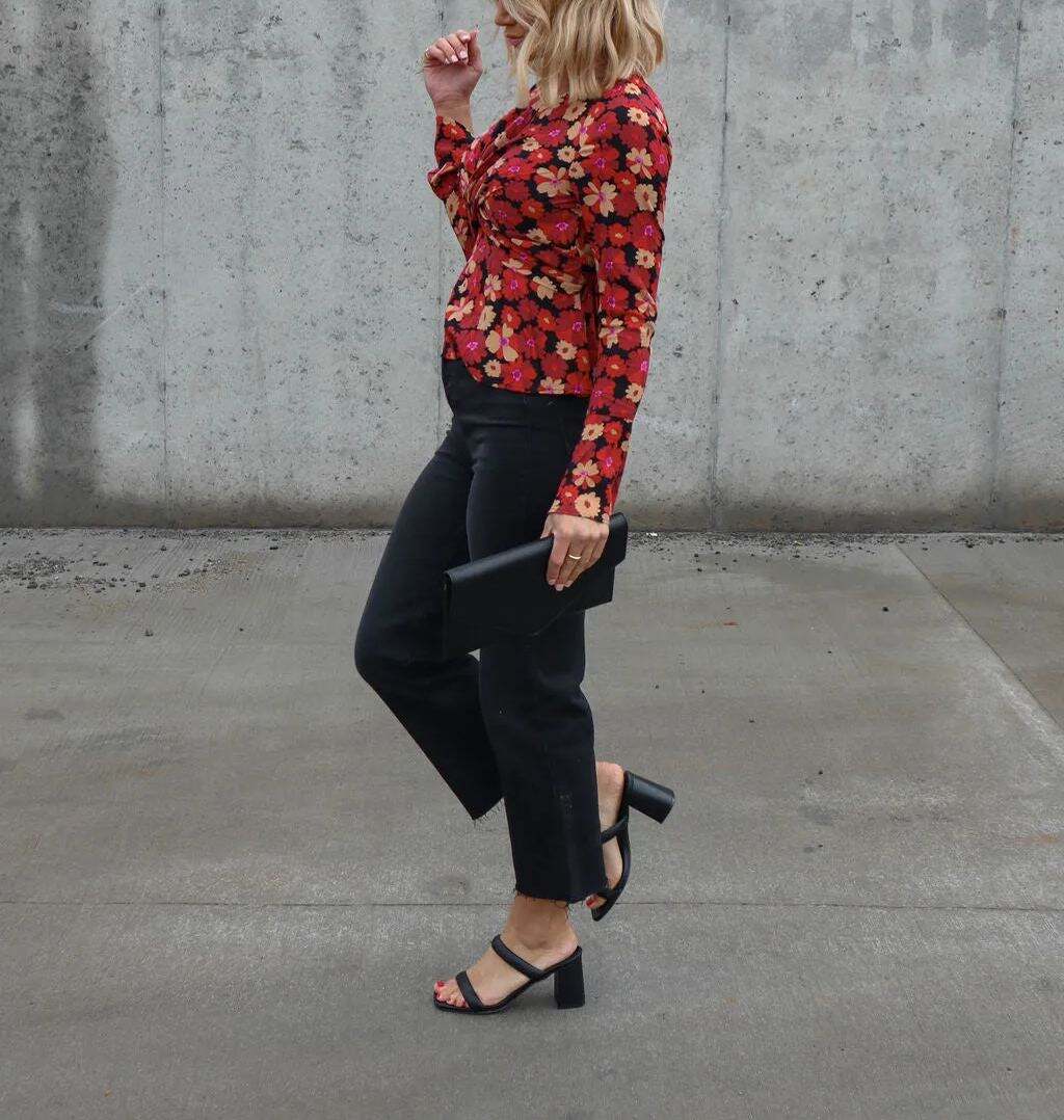 Floral Cutout Bell Sleeve Top