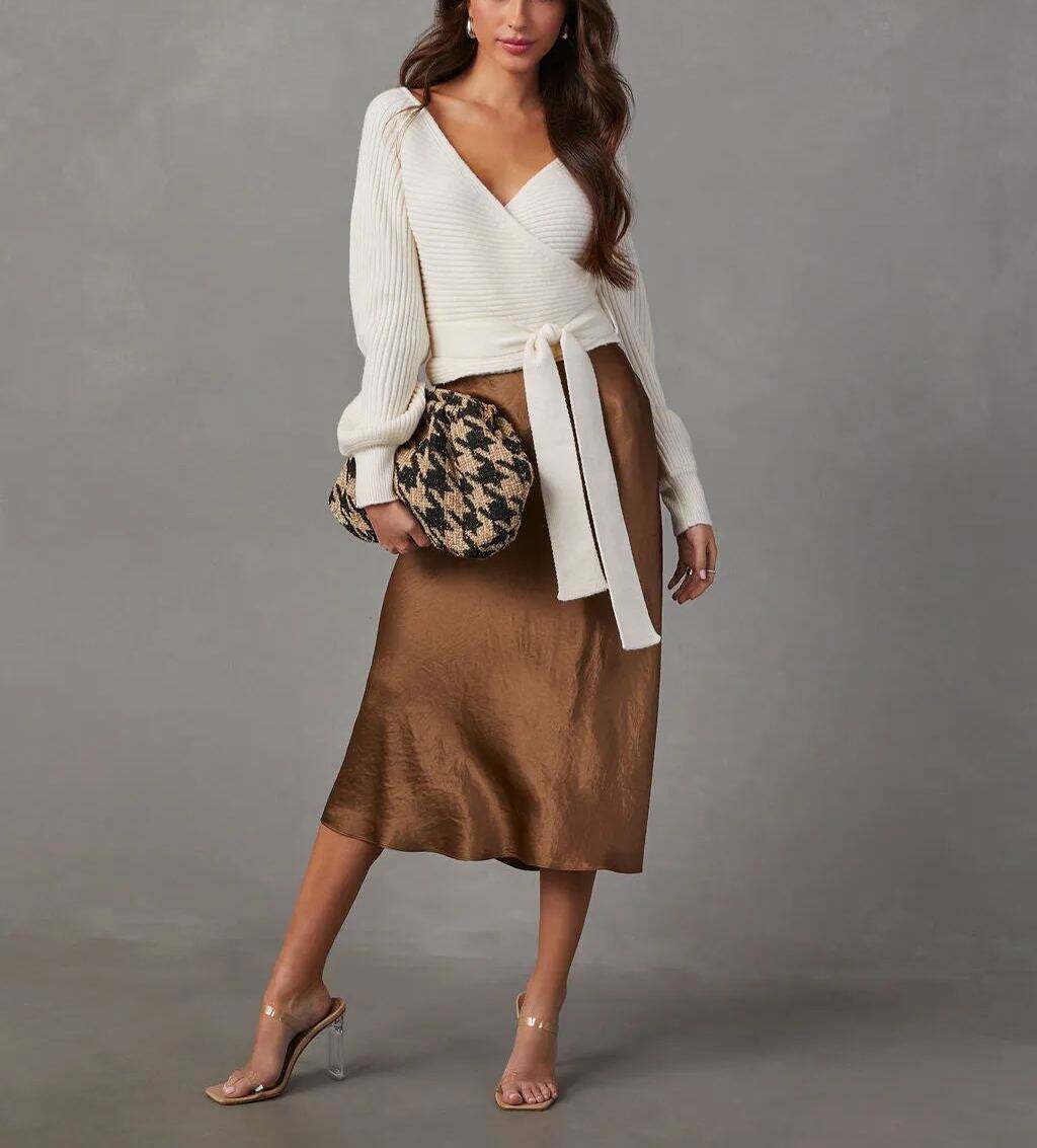 Cropped Wrap Sweater