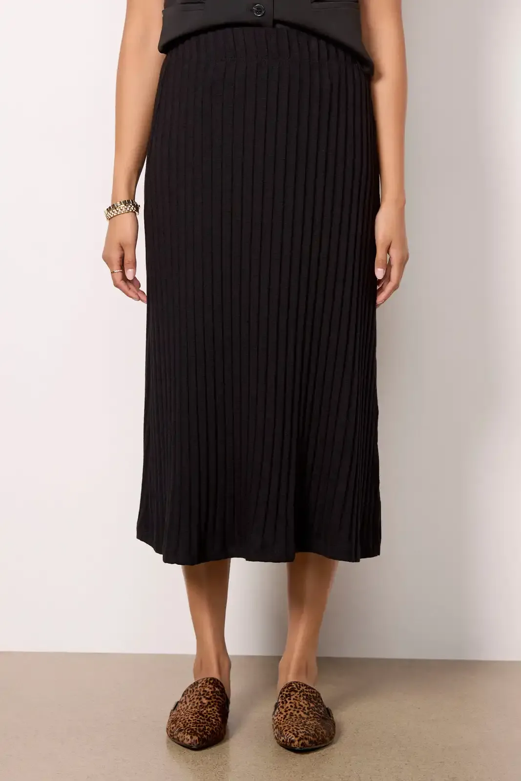 Black Slit Midi Skirt