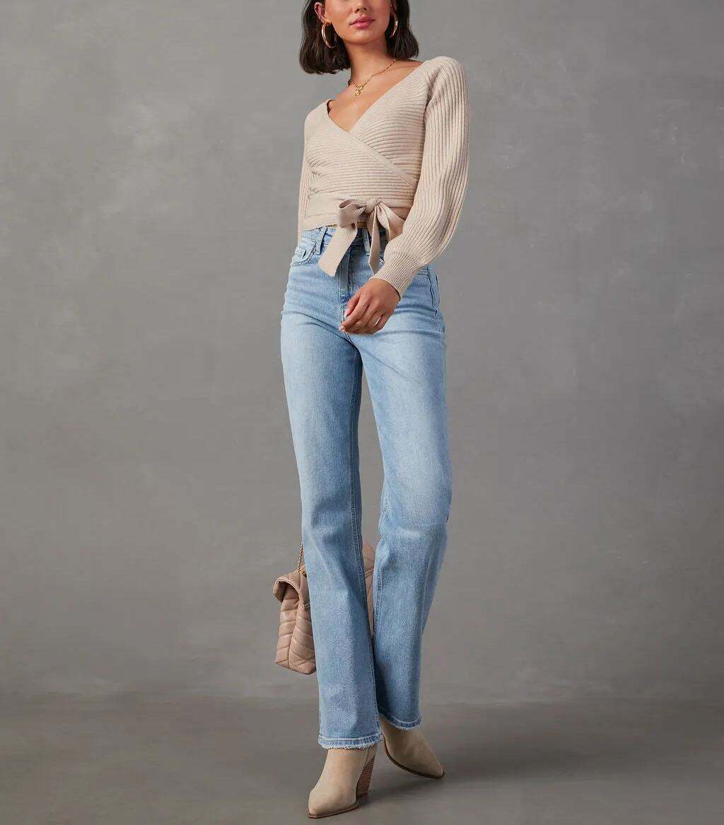 Cropped Wrap Sweater