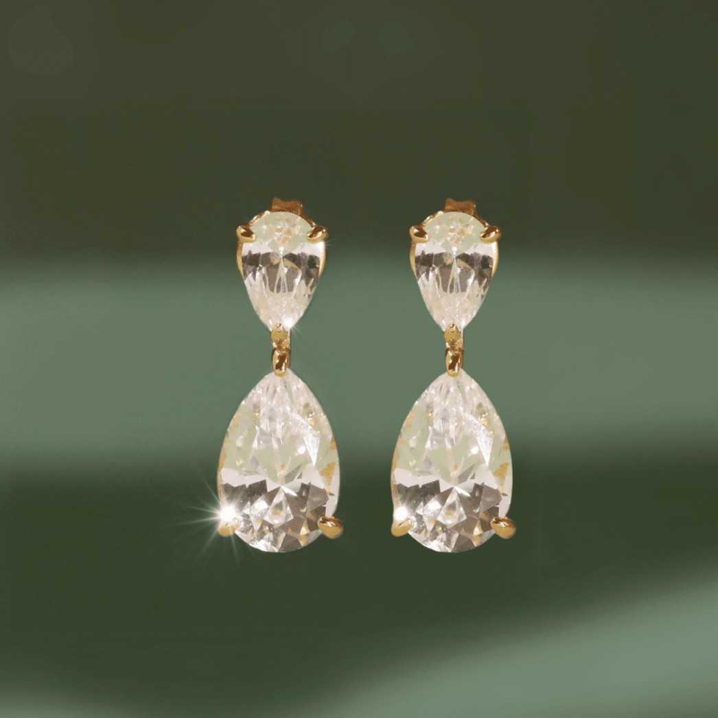 Pear-Shaped Crystal Double Drop Earrings