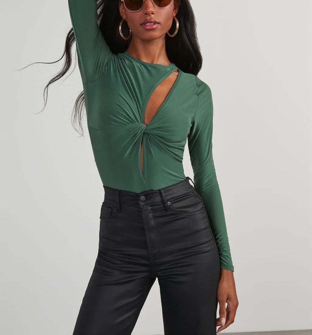 Cutout Twist Front Bodysuit