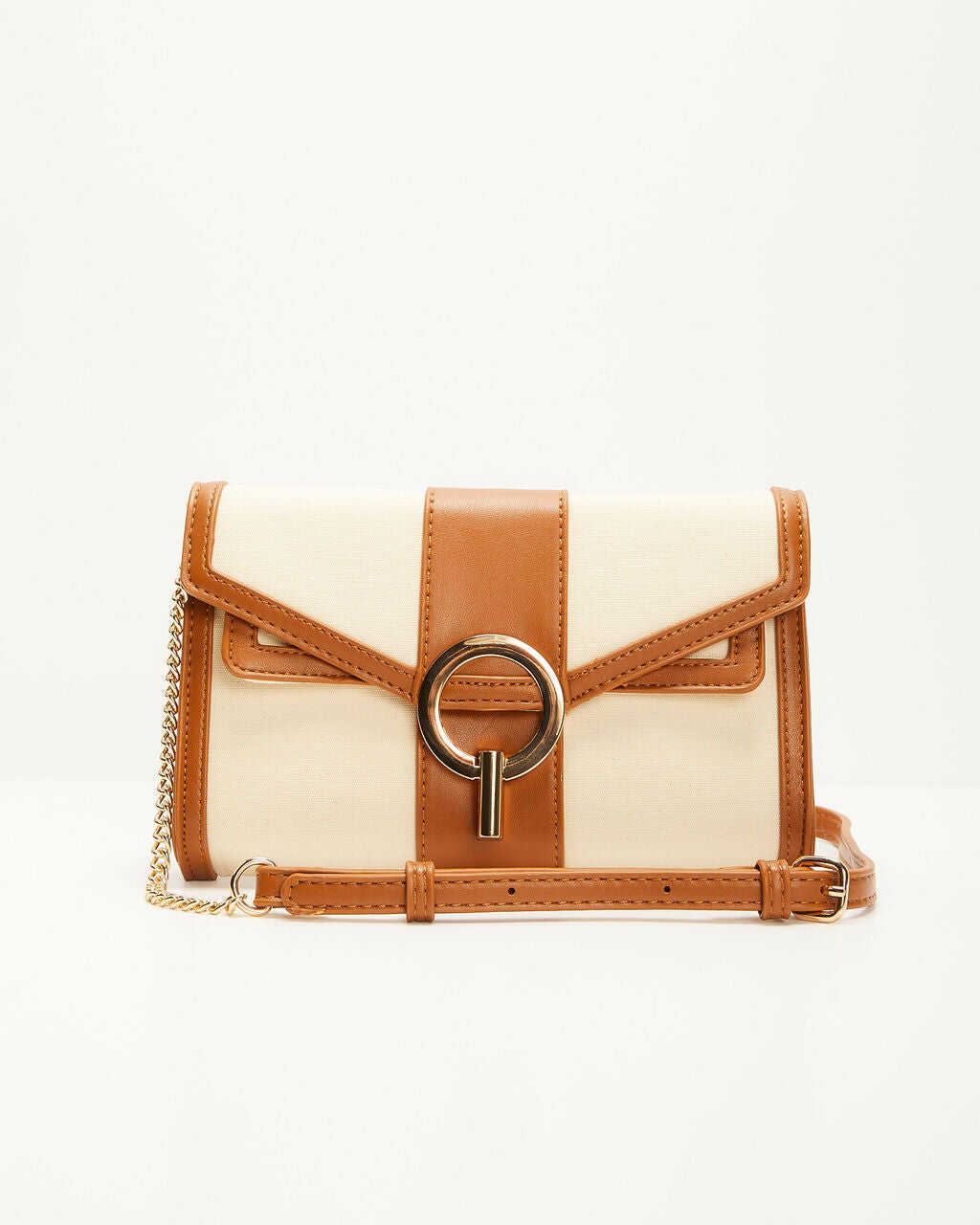 Buckled Canvas Chain Handbag