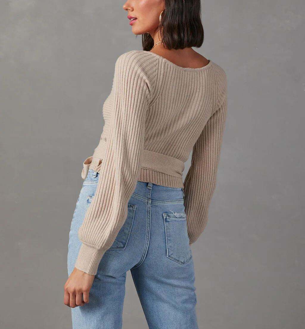 Cropped Wrap Sweater