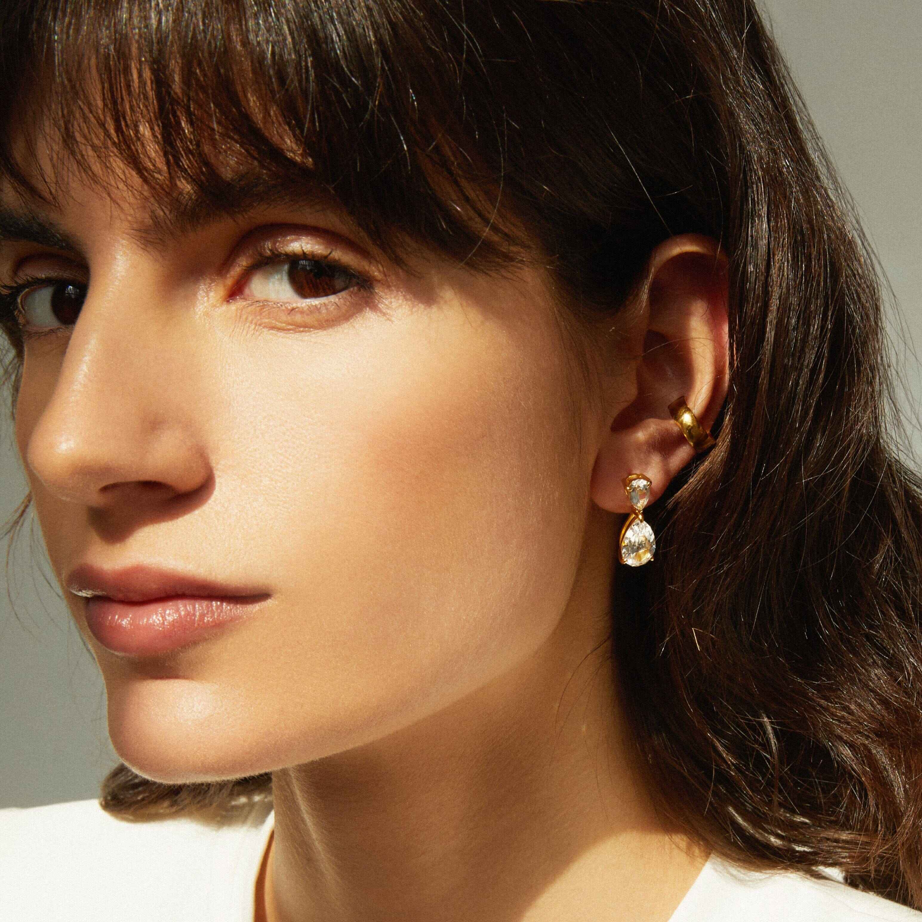 Pear-Shaped Crystal Double Drop Earrings