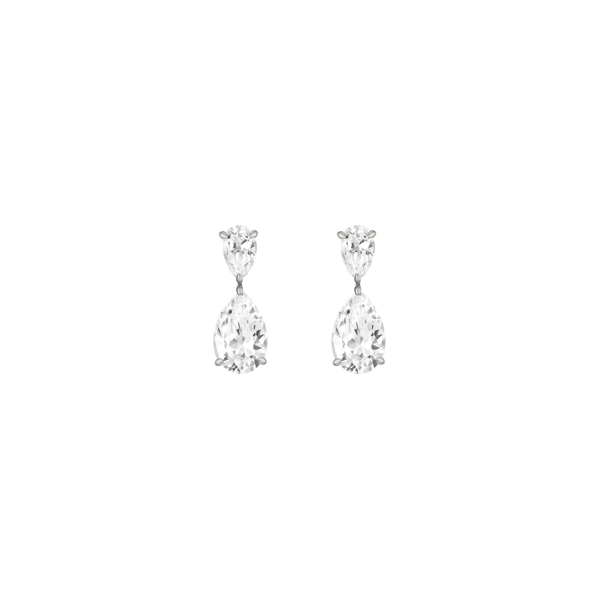 Pear-Shaped Crystal Double Drop Earrings