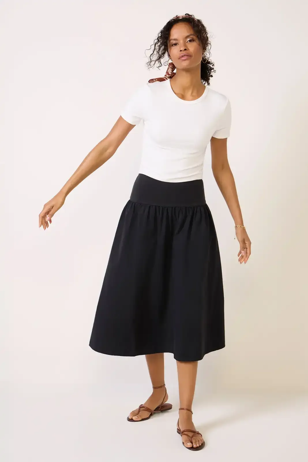 Jet Black Midi Skirt