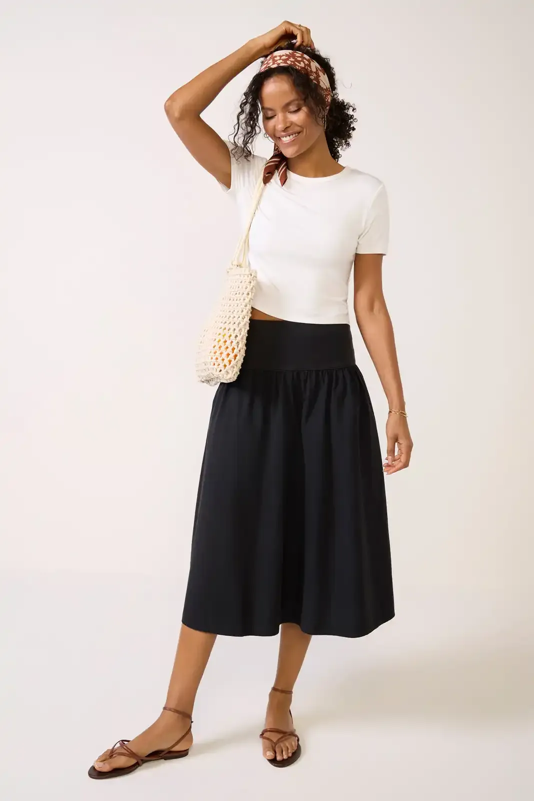 Jet Black Midi Skirt