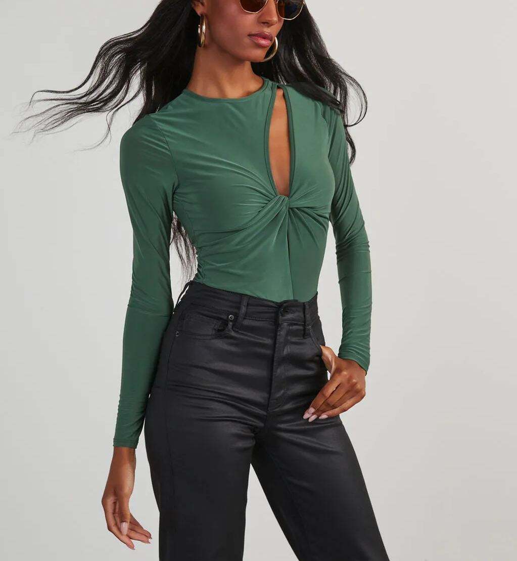 Cutout Twist Front Bodysuit