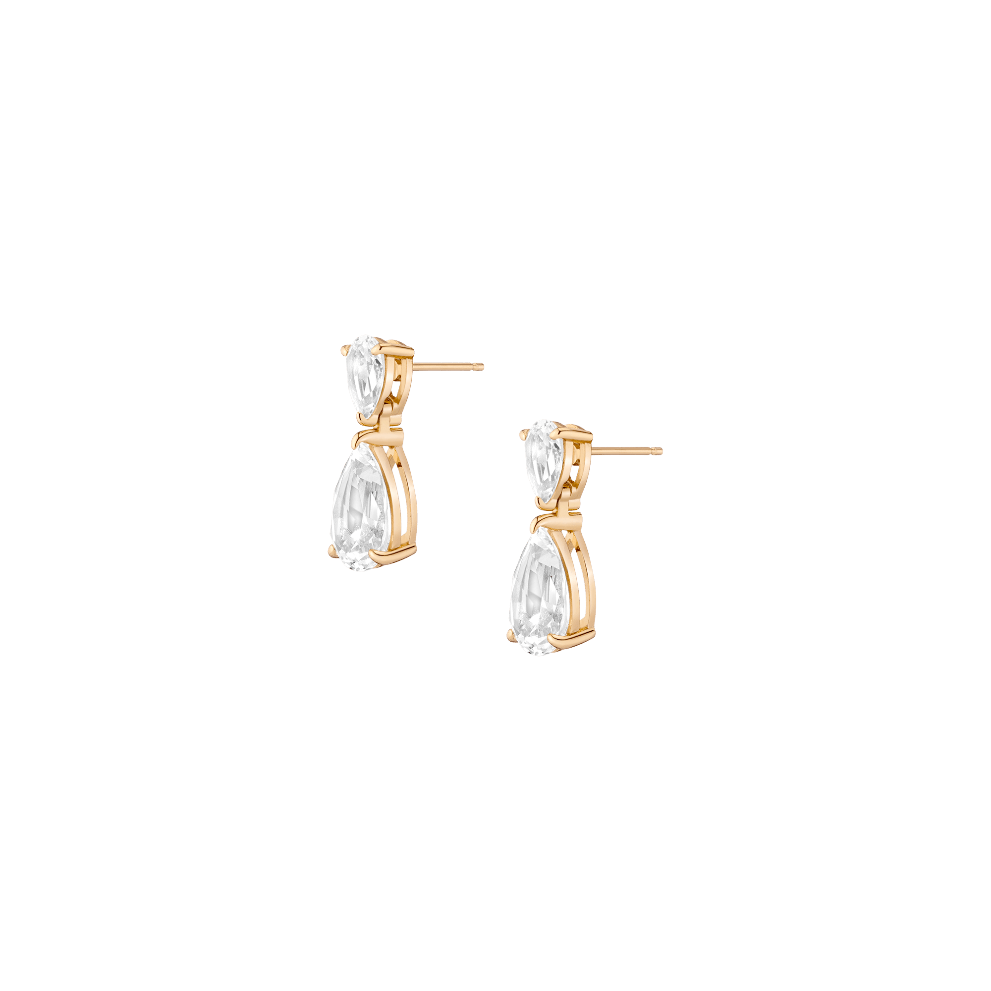 Pear-Shaped Crystal Double Drop Earrings