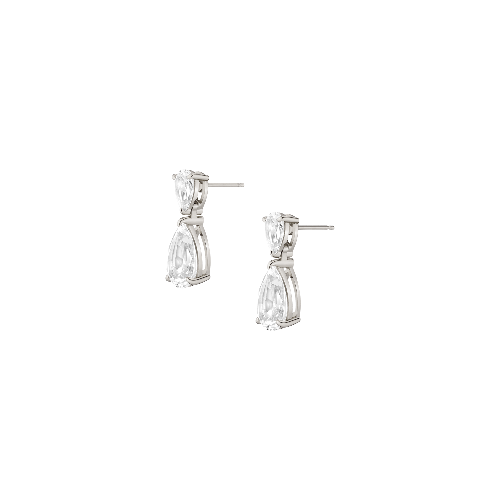 Pear-Shaped Crystal Double Drop Earrings