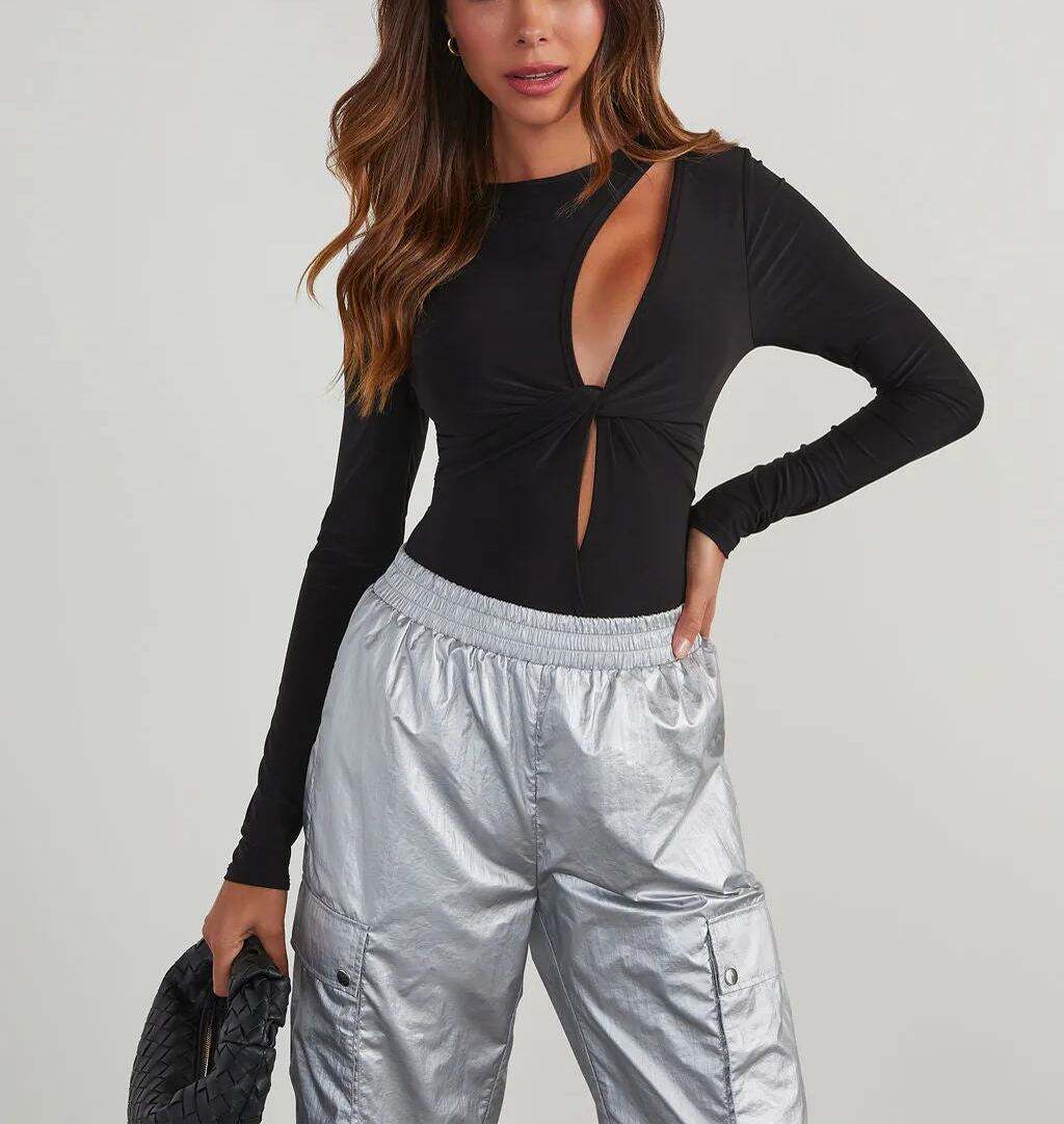 Cutout Twist Front Bodysuit