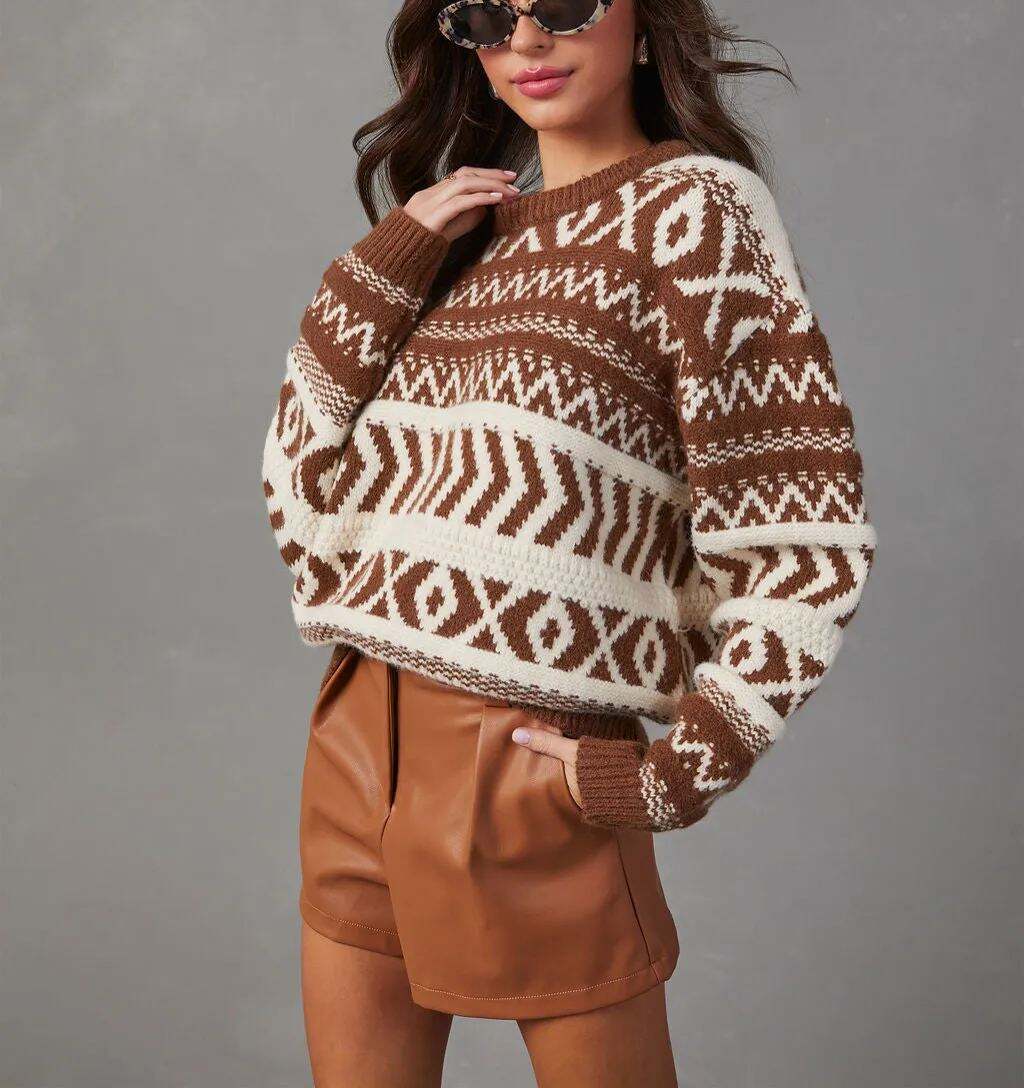 Abstract Print Pullover Sweater