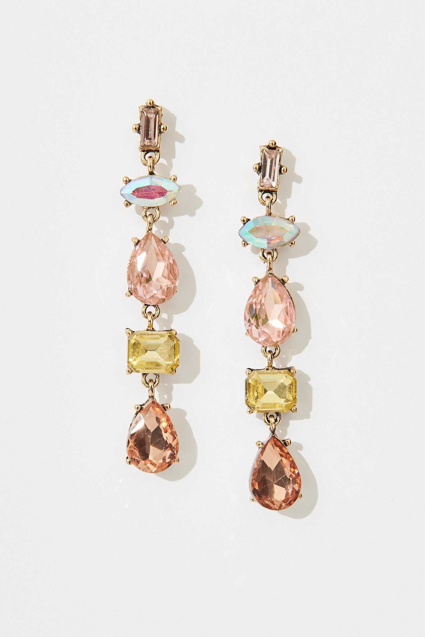 Drop Earrings In Multi Diamante