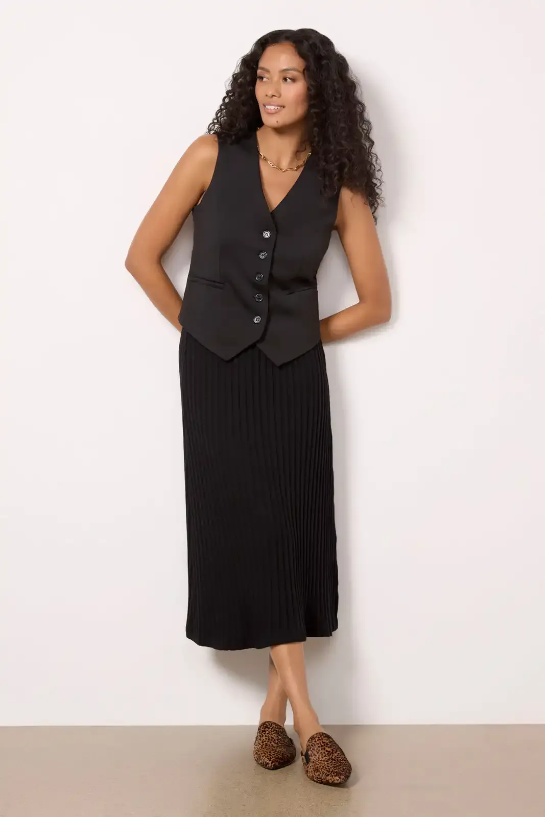 Black Slit Midi Skirt