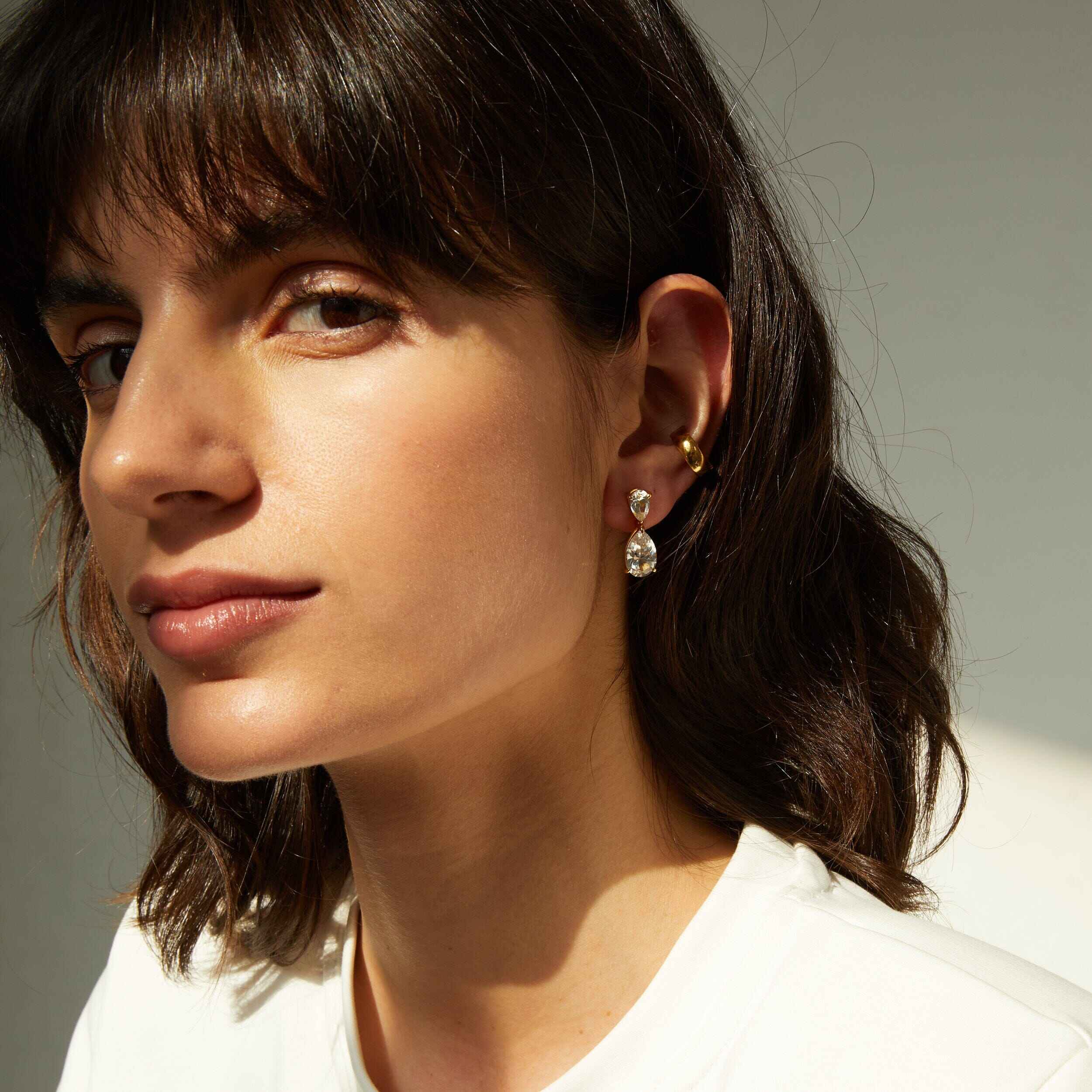 Pear-Shaped Crystal Double Drop Earrings