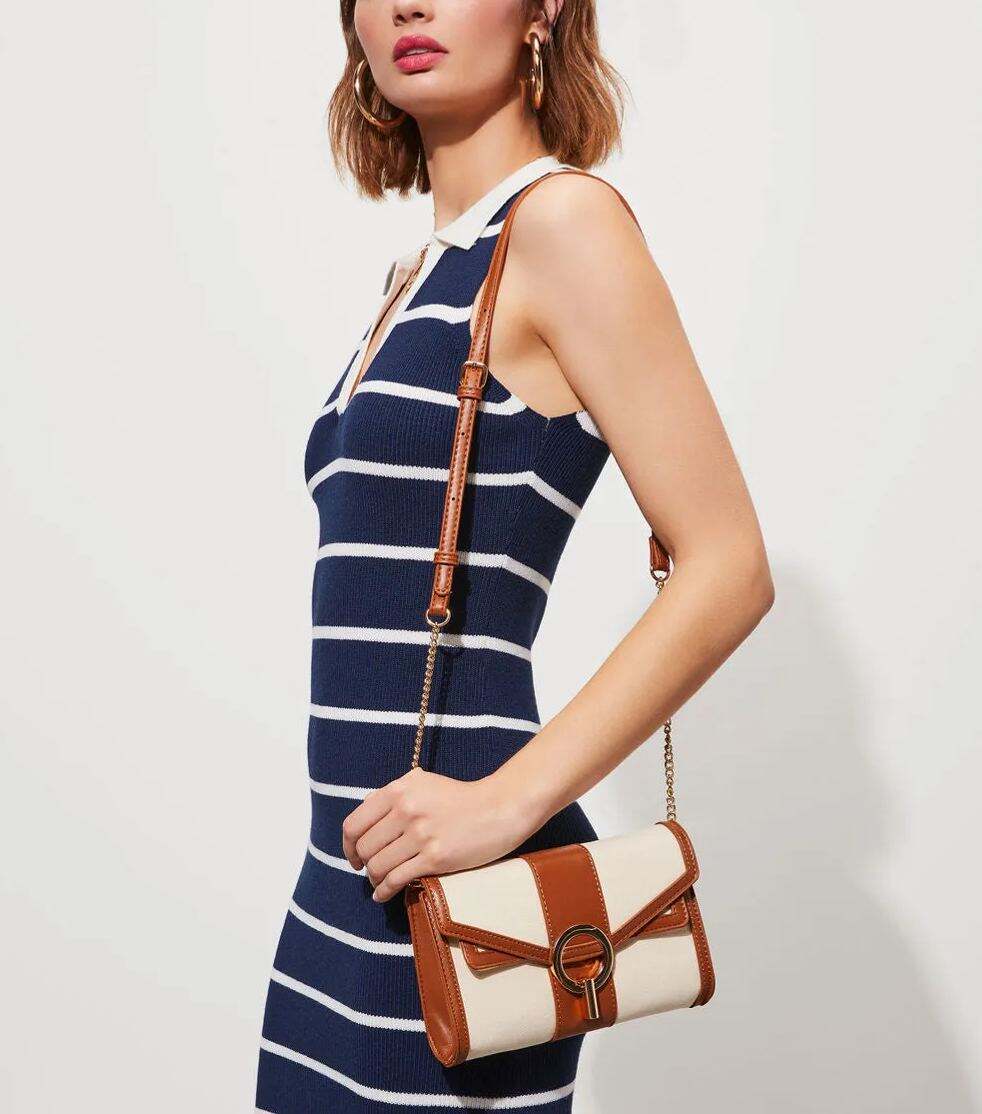 Buckled Canvas Chain Handbag