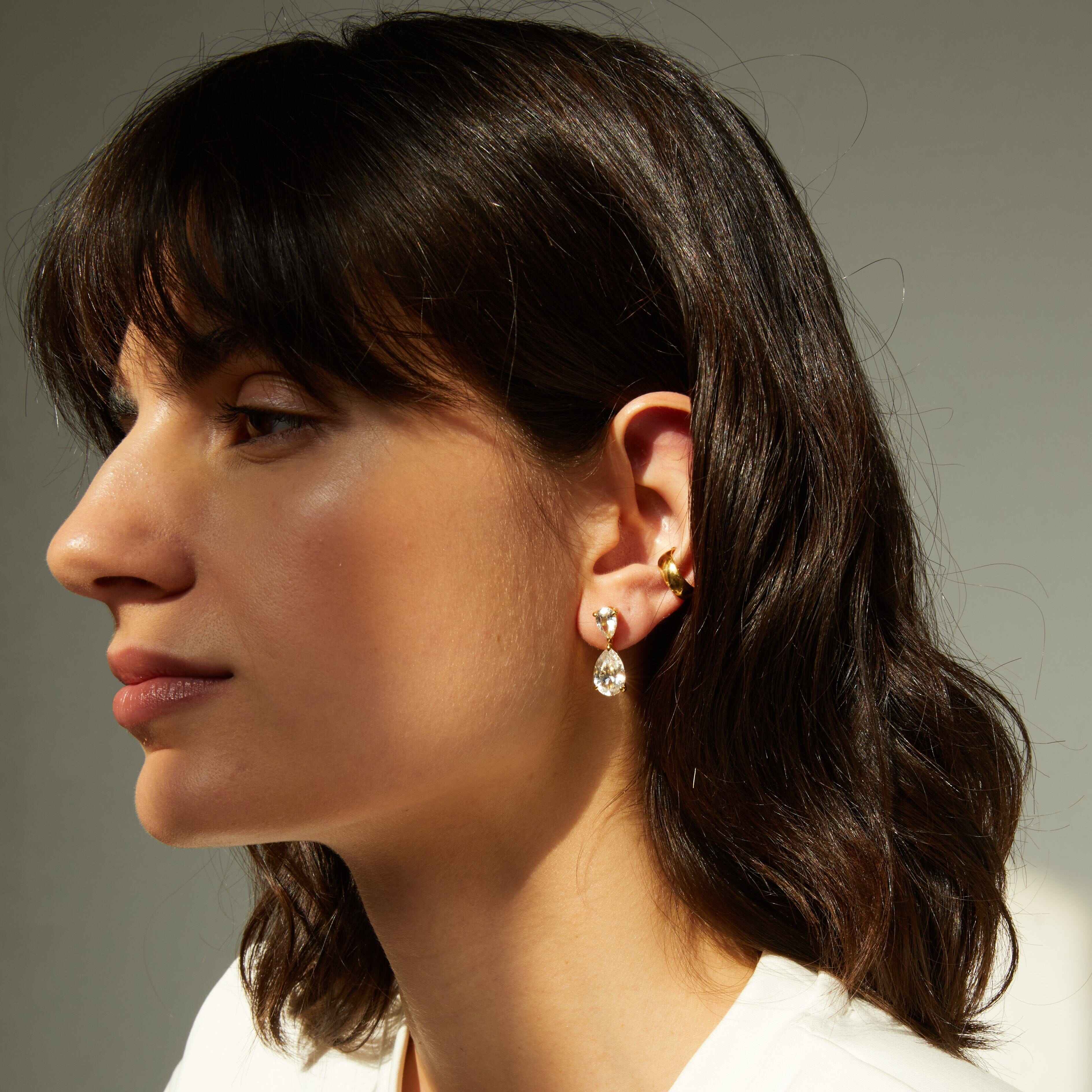 Pear-Shaped Crystal Double Drop Earrings