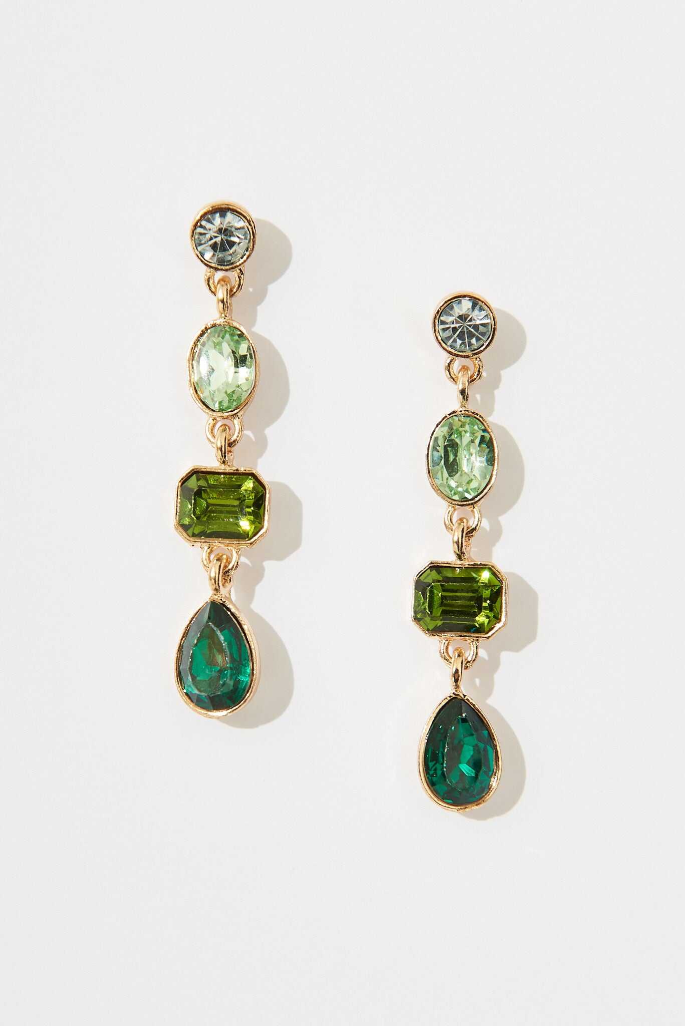 Drop Earrings In Multi Emerald