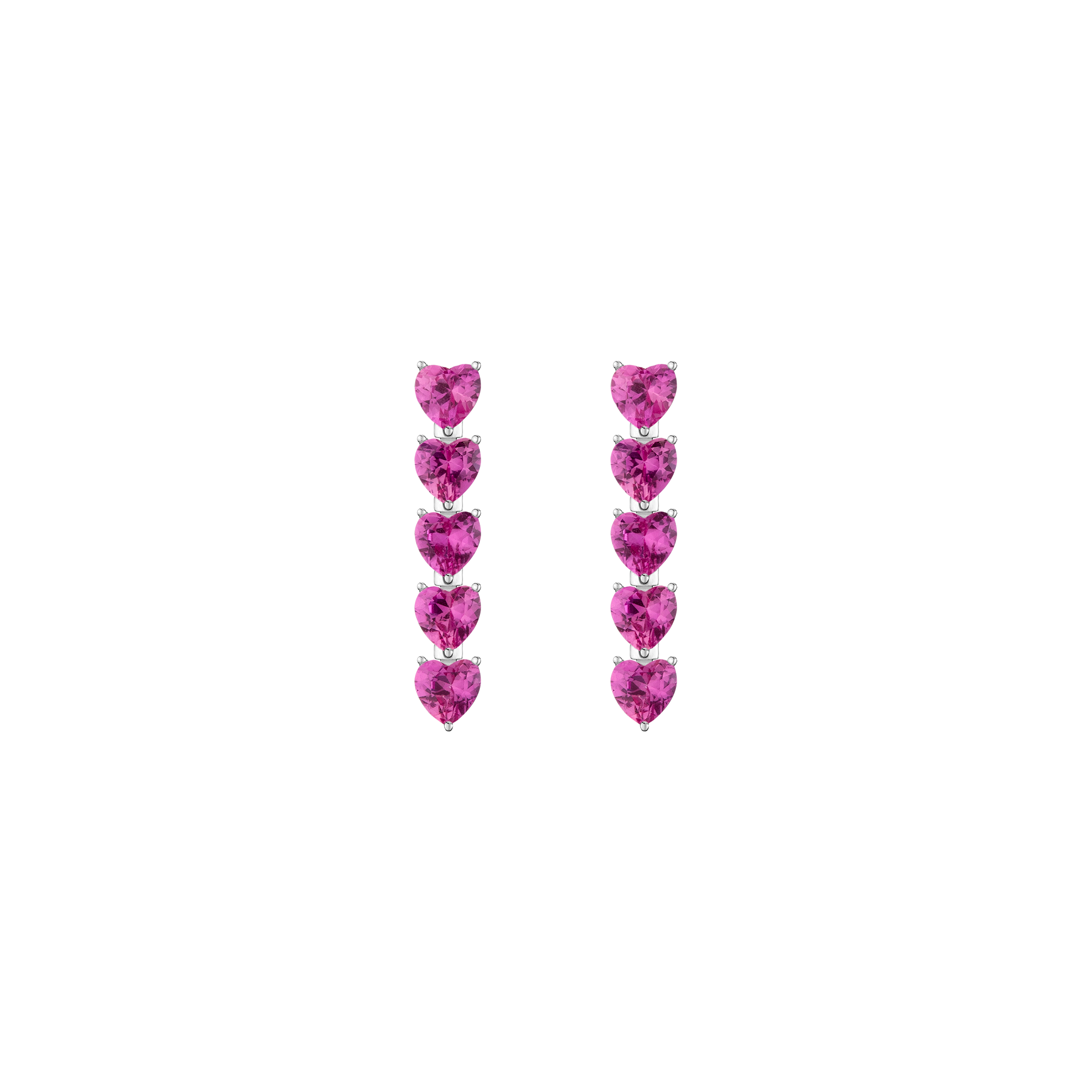 Pink Sapphire Heart Tennis Earrings