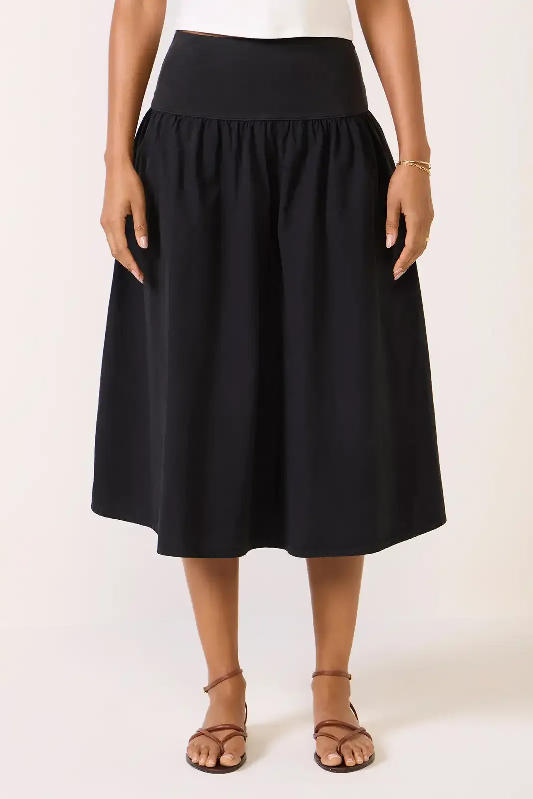 Jet Black Midi Skirt