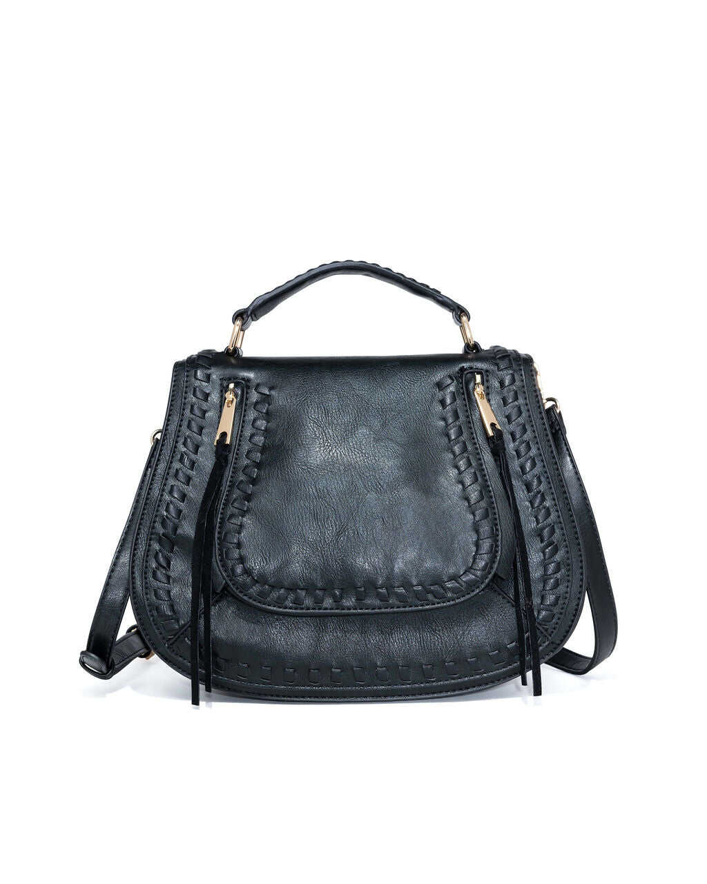 Classic Black Woven Saddle Bag